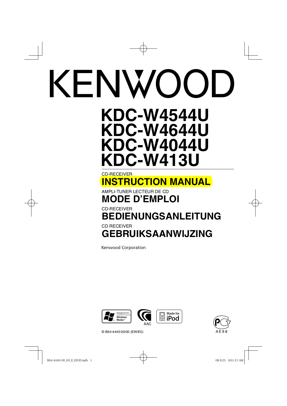 Kenwood KDC-W413UA User Manual