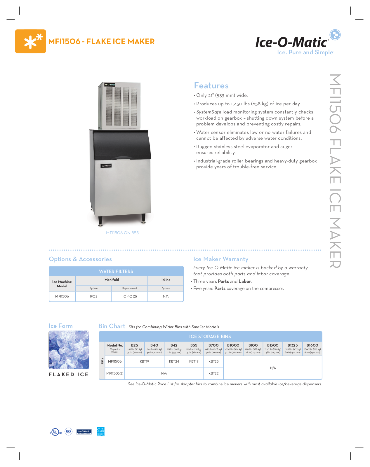 Ice-O-Matic MFI1506R Specifications