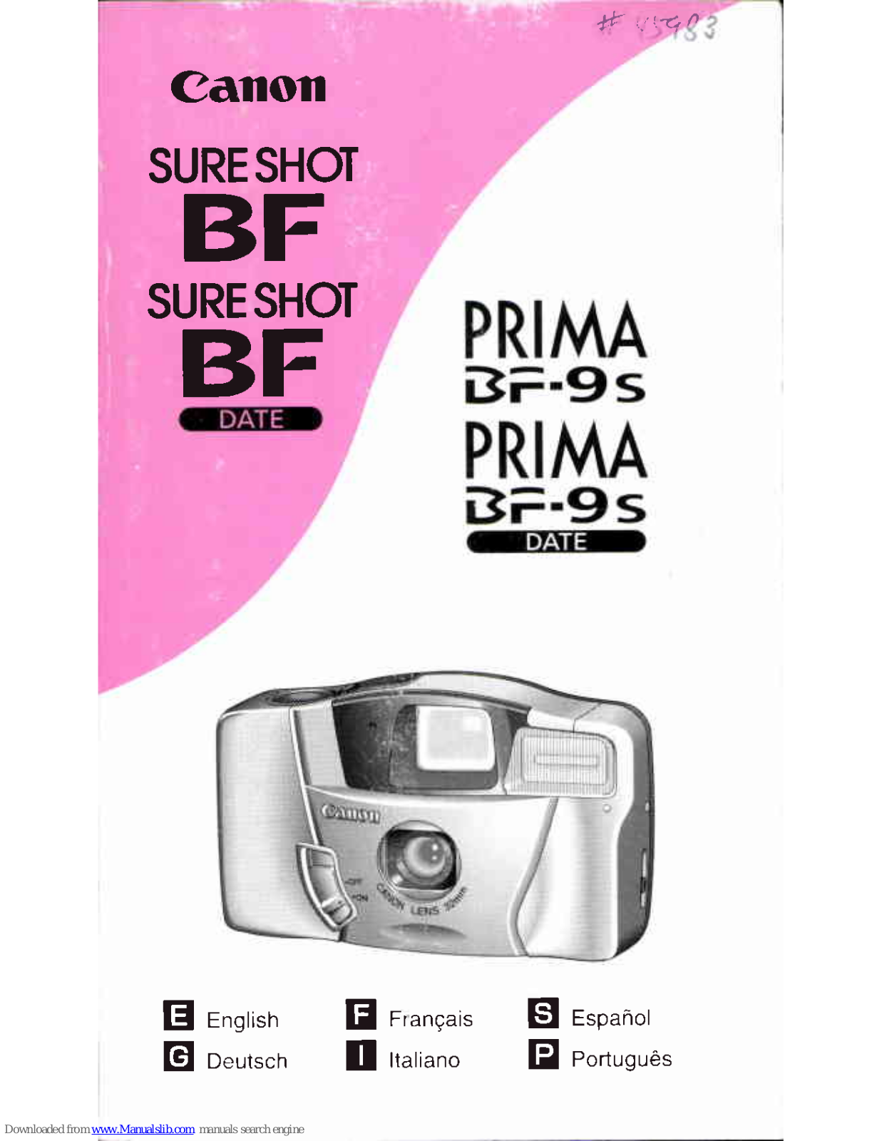 Canon Sure Shot BF, Sure Shot BF Date, Prima BF-9S Date Instructions Manual