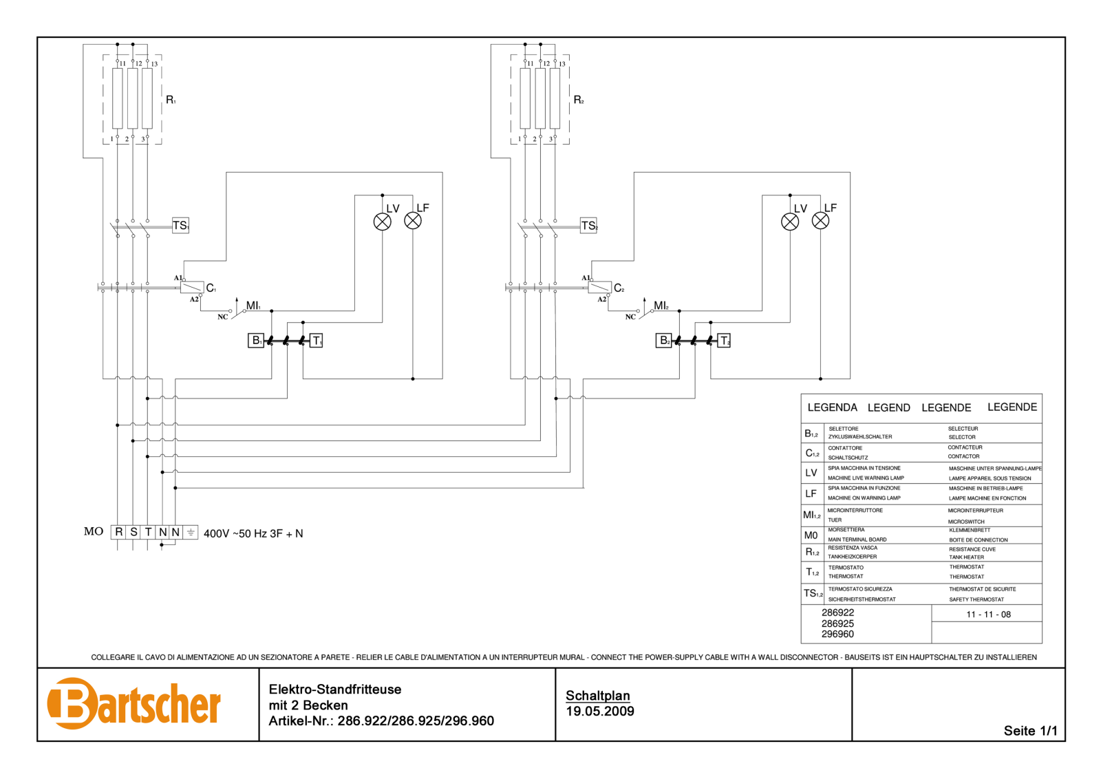 Bartscher 286.922 User Manual