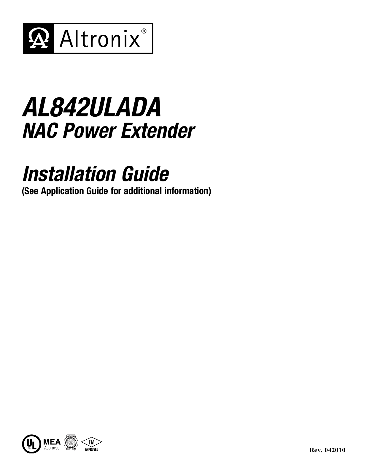 Altronix AL842ULADA Installation Instructions