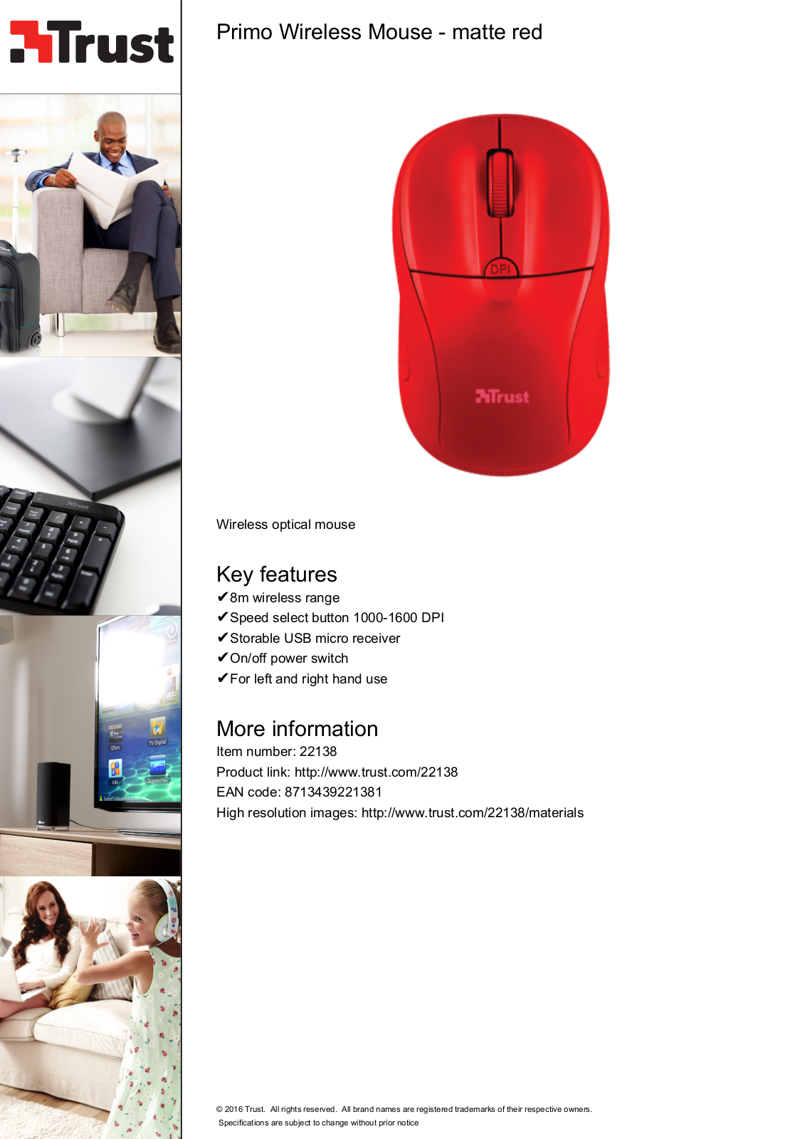 Trust Primo Wireless Mouse - matte red User Manual