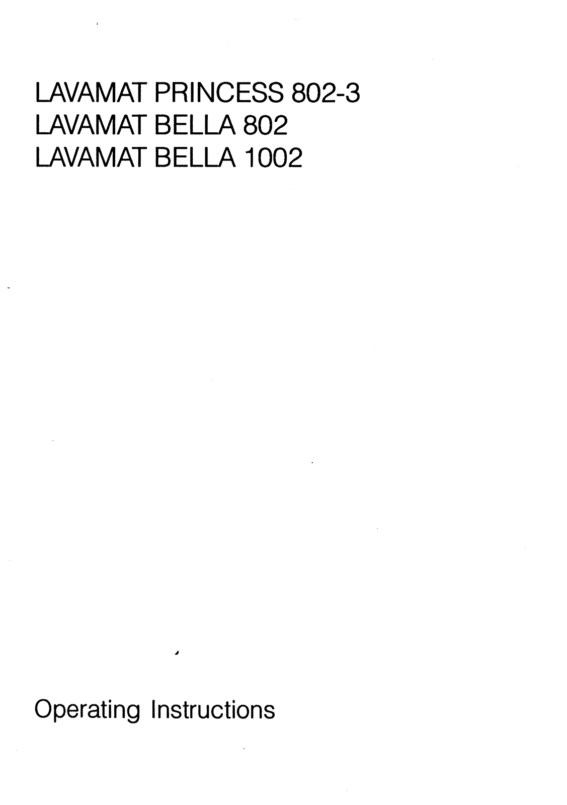 Aeg-electrolux LAVAMAT BELLA 1002 User Manual