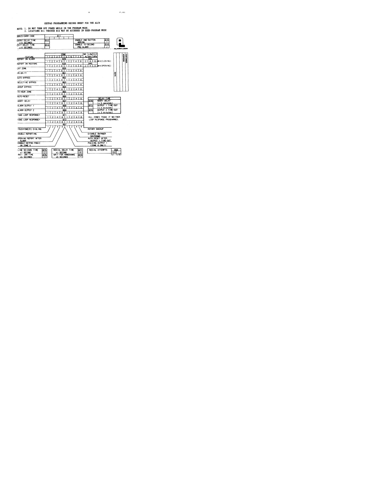 Alarm Lock ALC-8 Instruction Manual