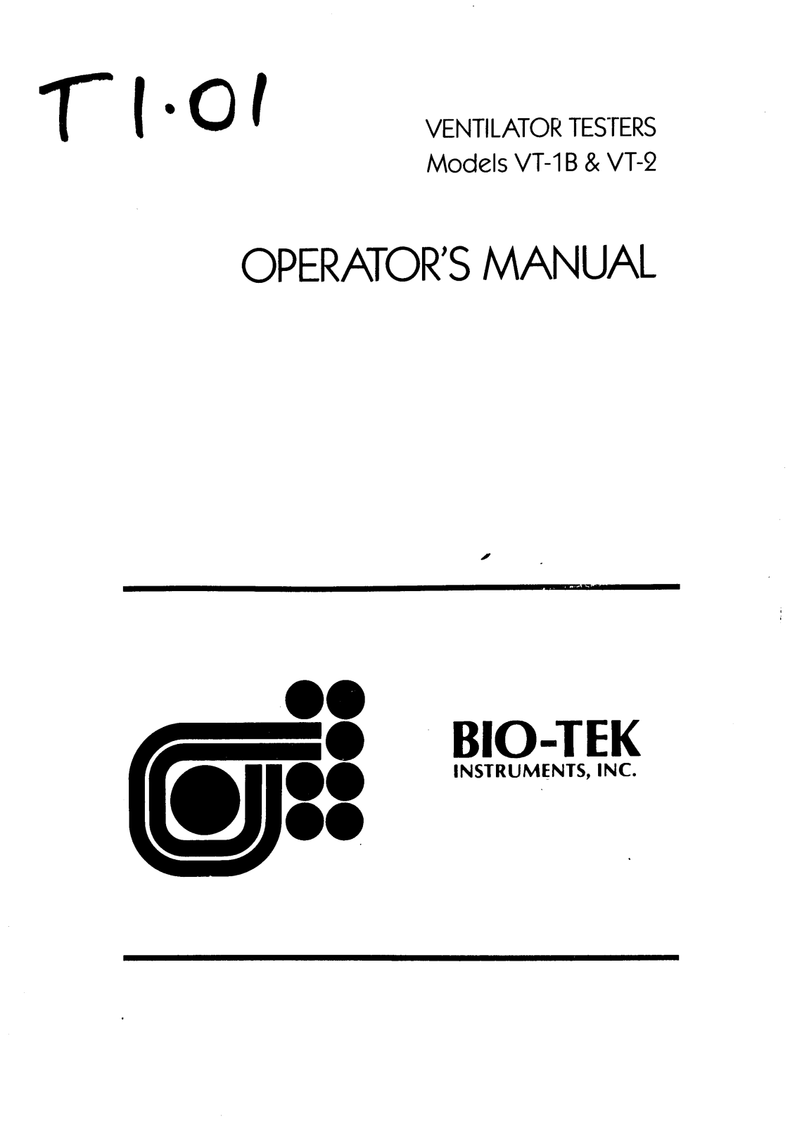 Bio-Tek VT-2 User manual