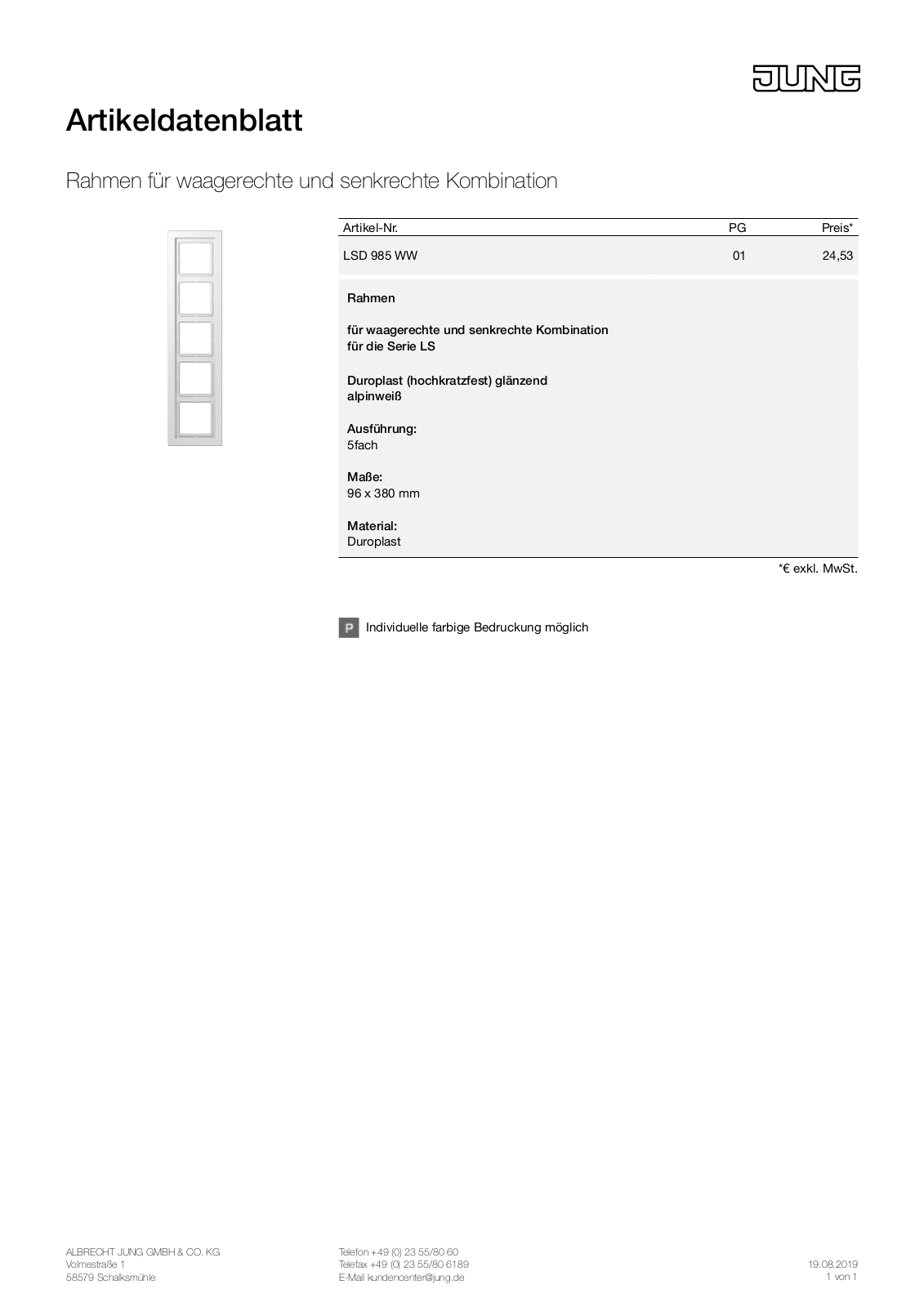 Jung LSD 985 WW User Manual