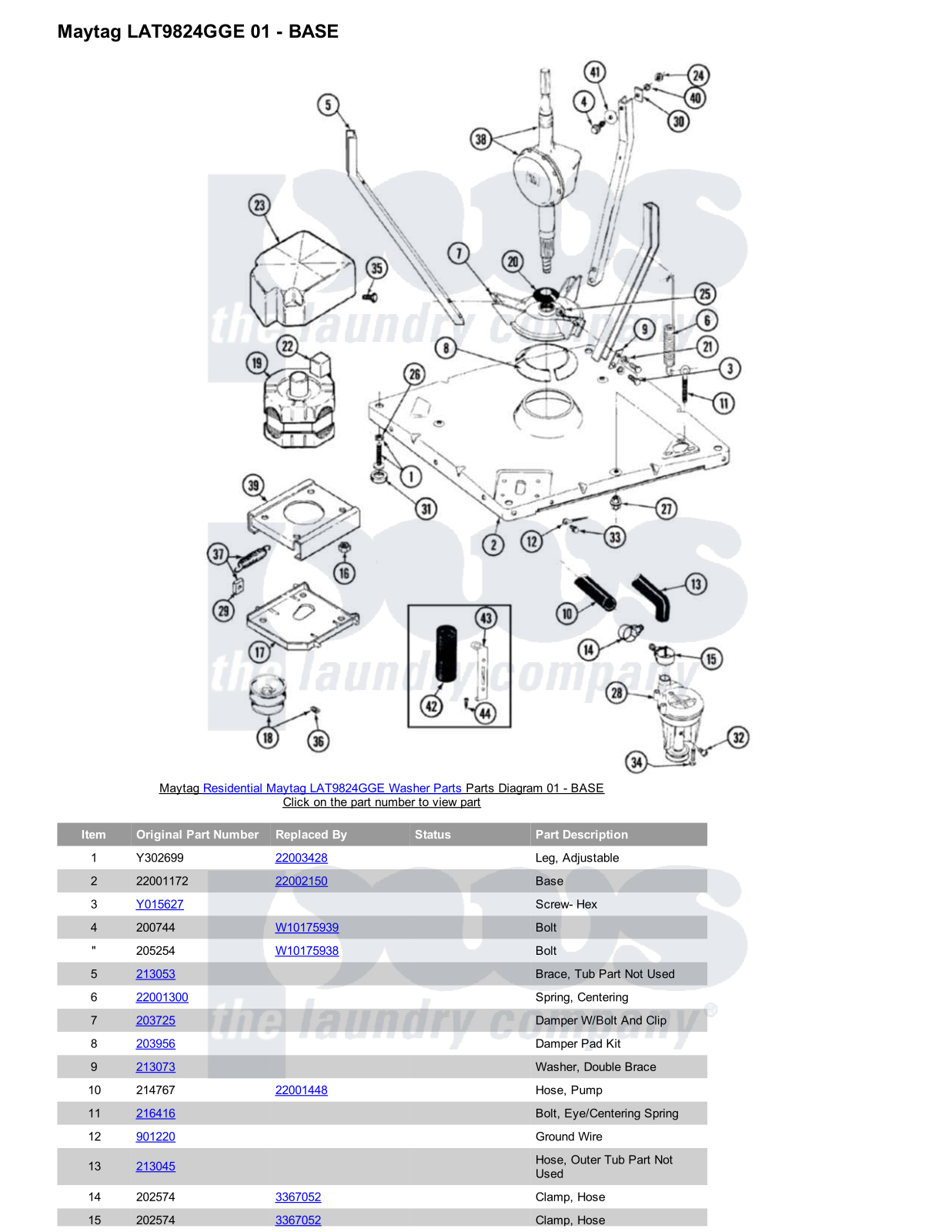 Maytag LAT9824GGE Parts Diagram