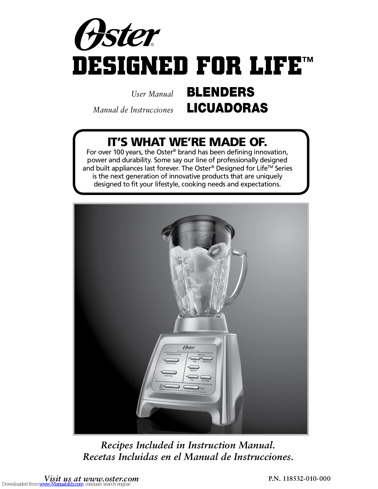 Oster Designed for Life BLENDERS, BLSTRM-DZ0-033 User Manual