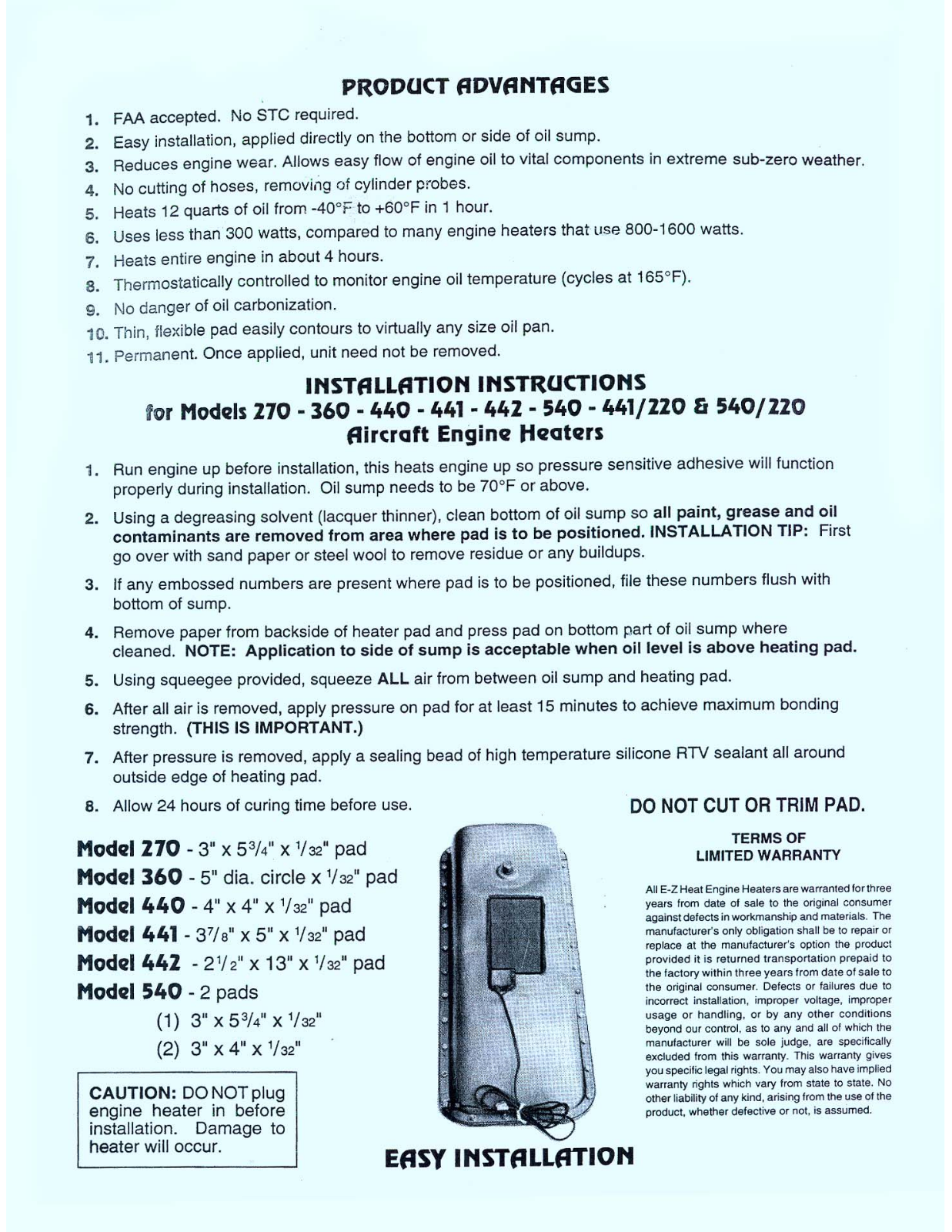 E-Z Heat 270, 360, 440, 441, 442 Installation Guide - ManualMachine.com