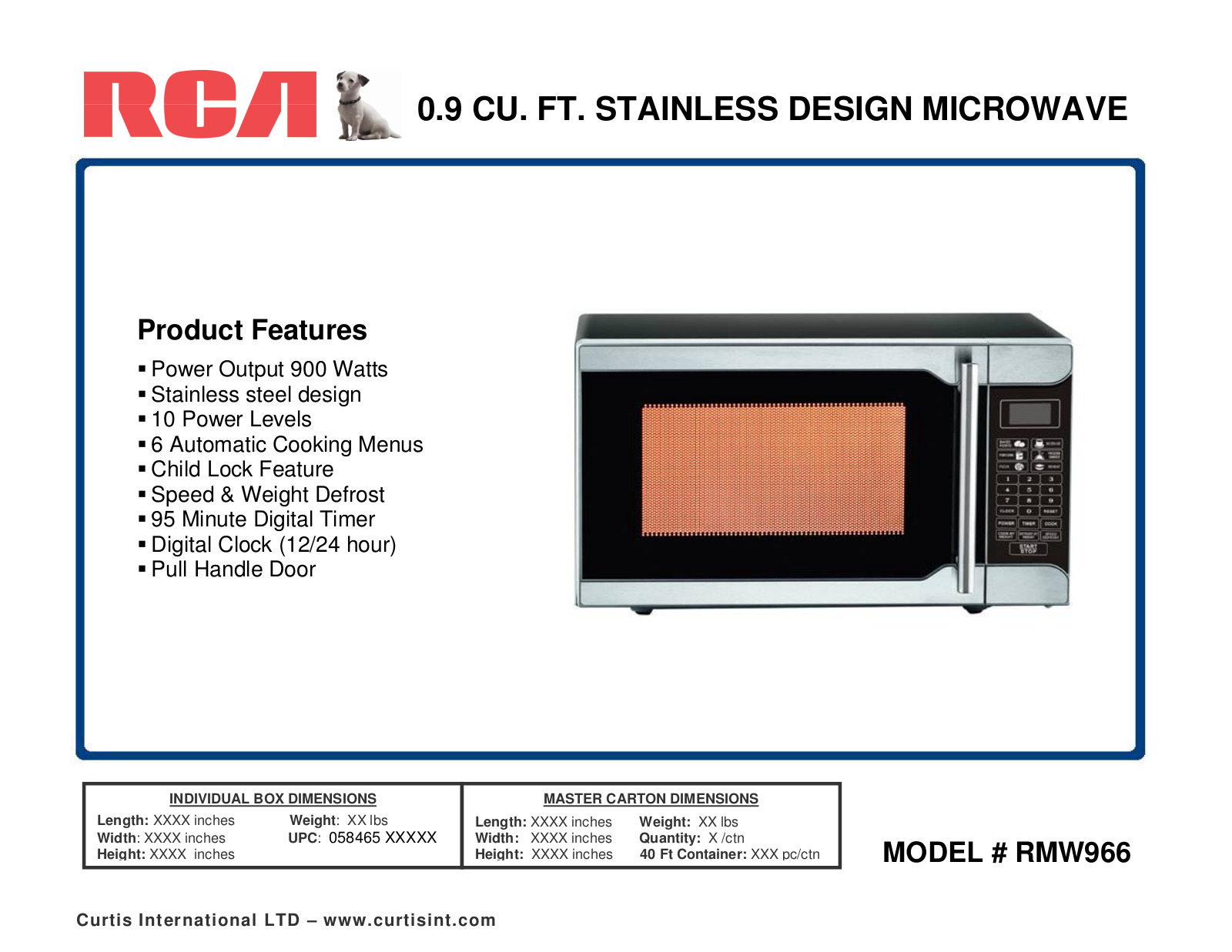 Curtis RMW966 User Manual