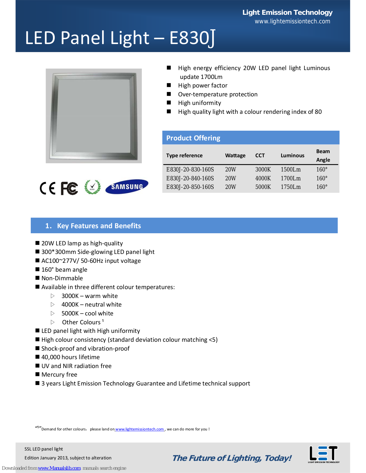 Light Emission Technology E830J User Manual