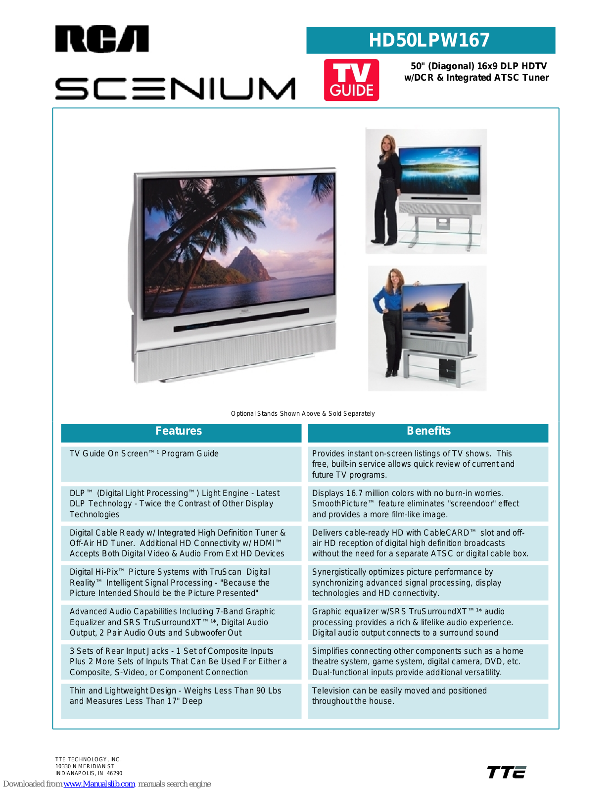 RCA Scenium HD50LPW167 Technical Specifications