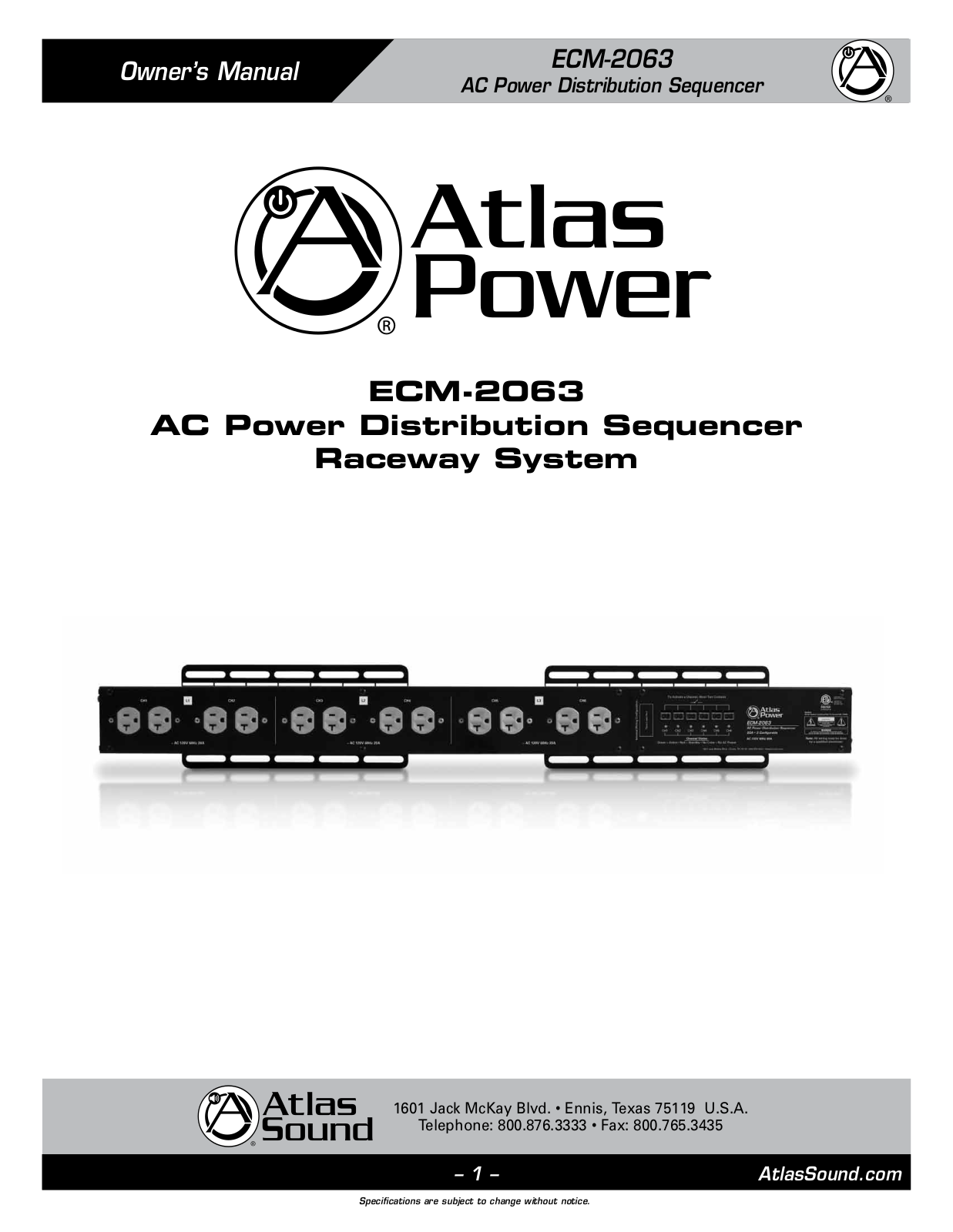 Atlas ECM-2063 User Manual