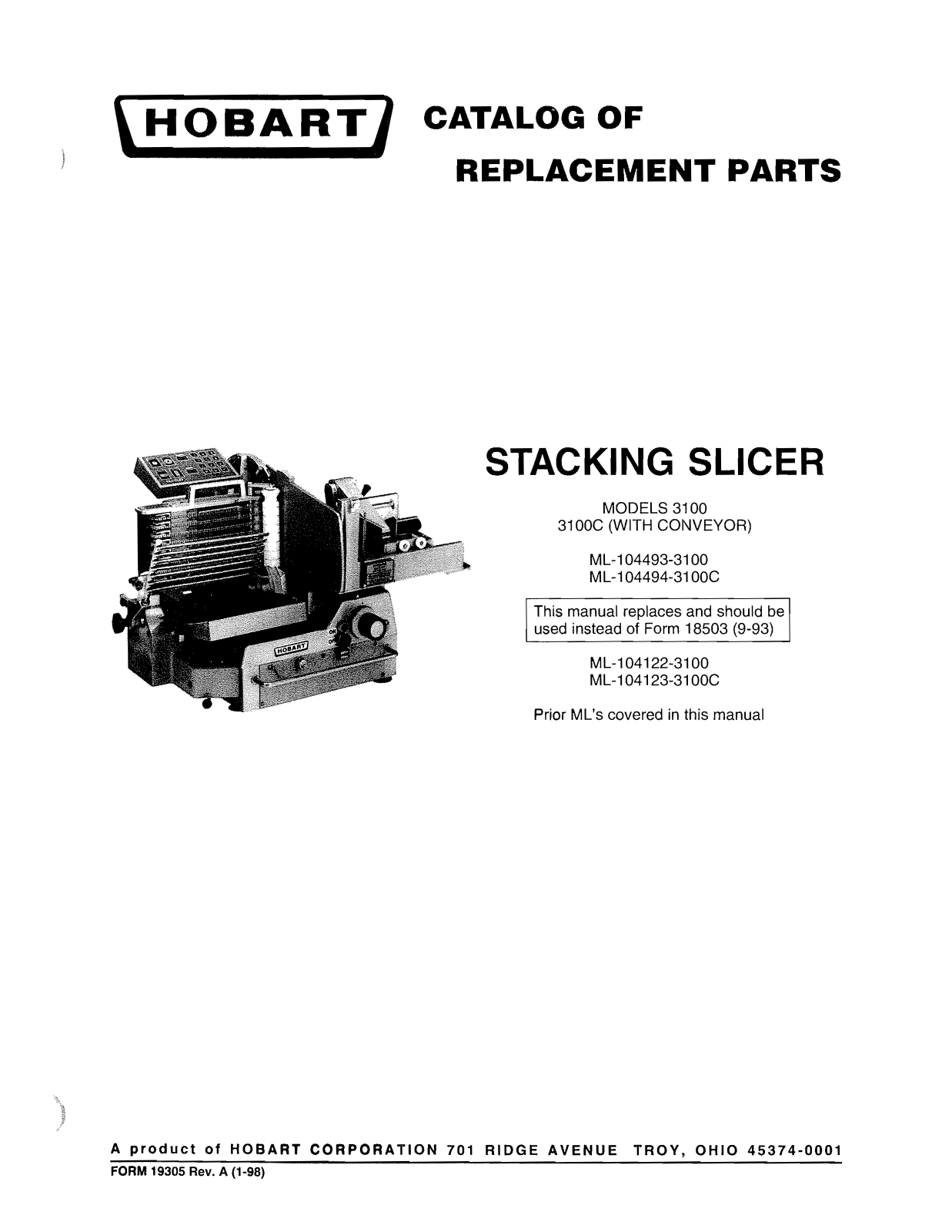 Hobart 3100 Parts List