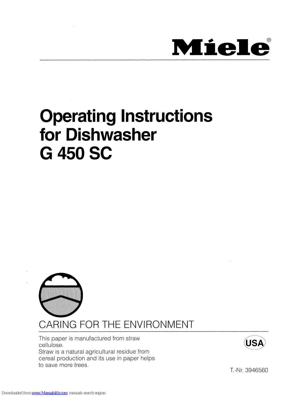 Miele G450 SC Operating Instructions Manual