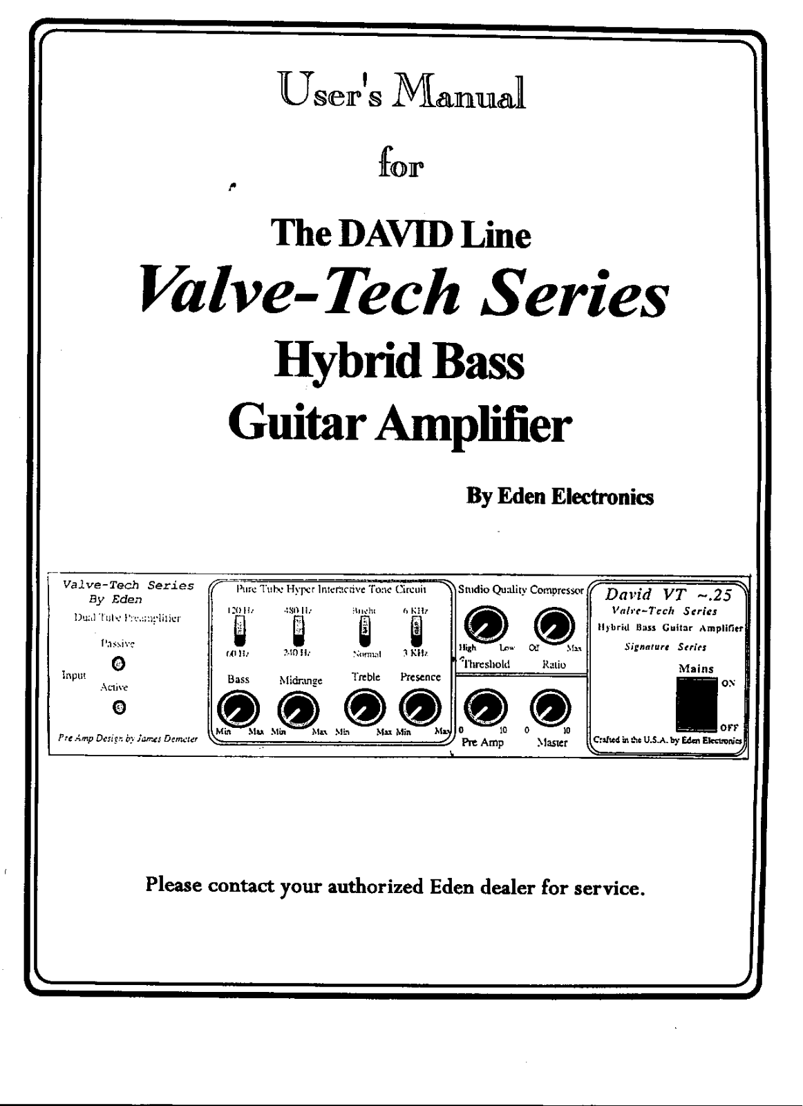 Eden VT-75 Owner's Manual