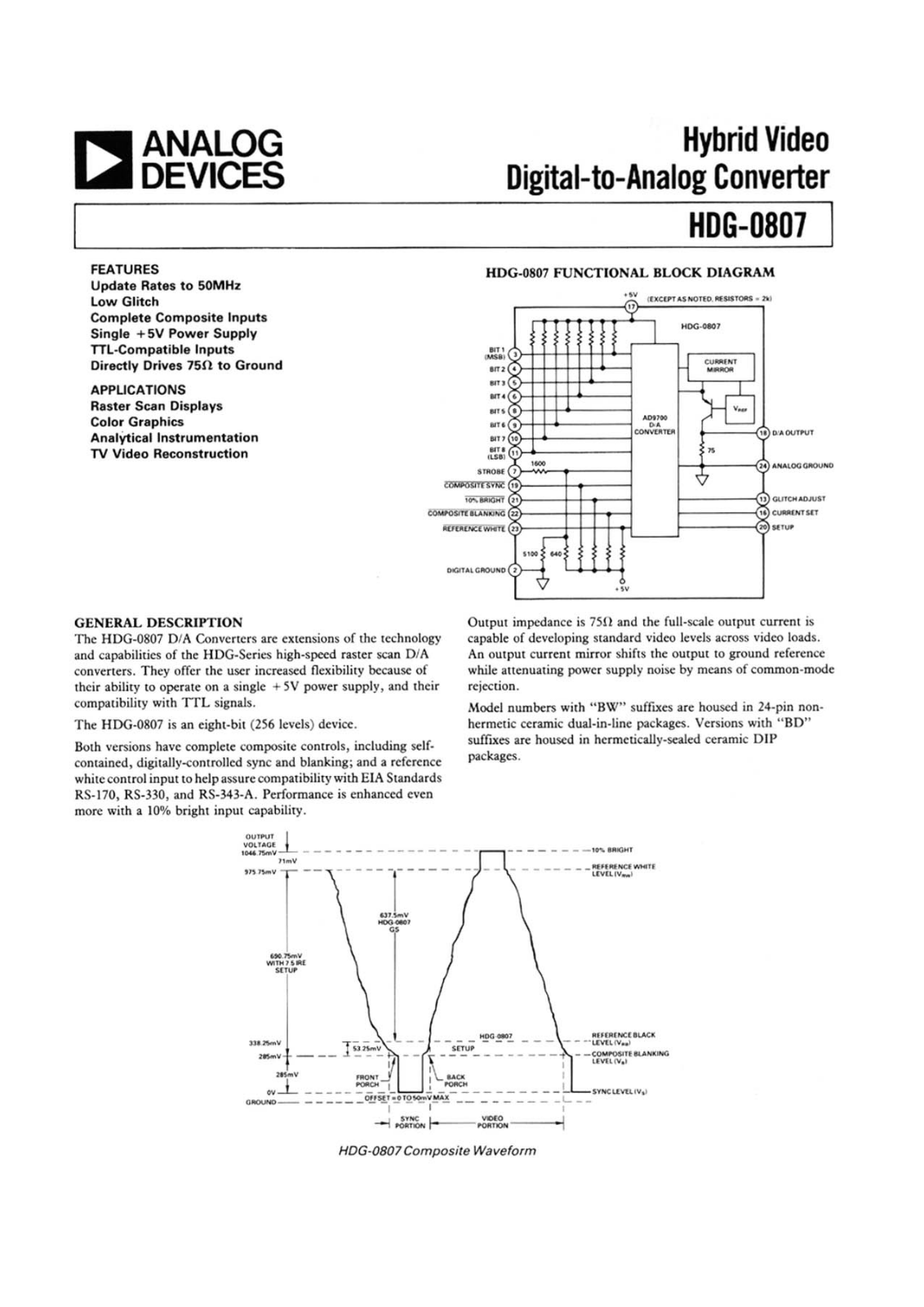 Analog Devices HDG-0807B Datasheet