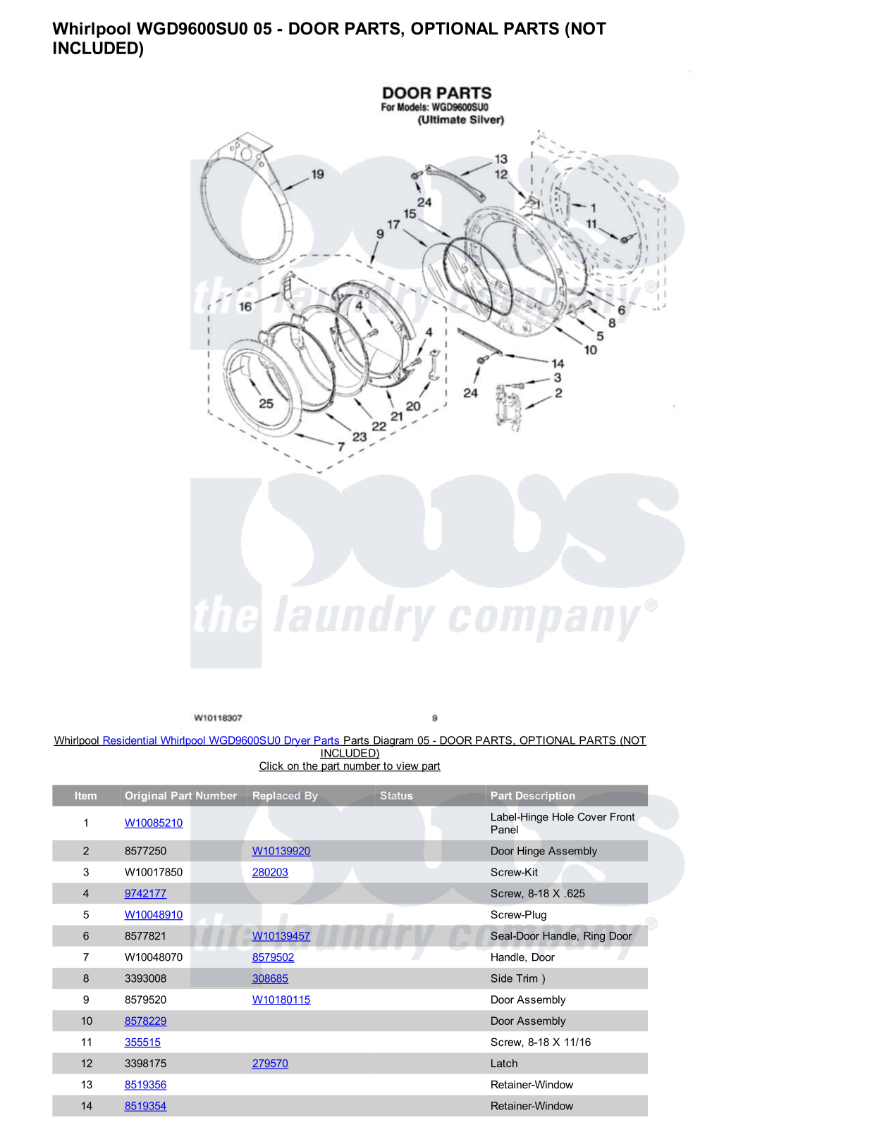 Whirlpool WGD9600SU0 Parts Diagram