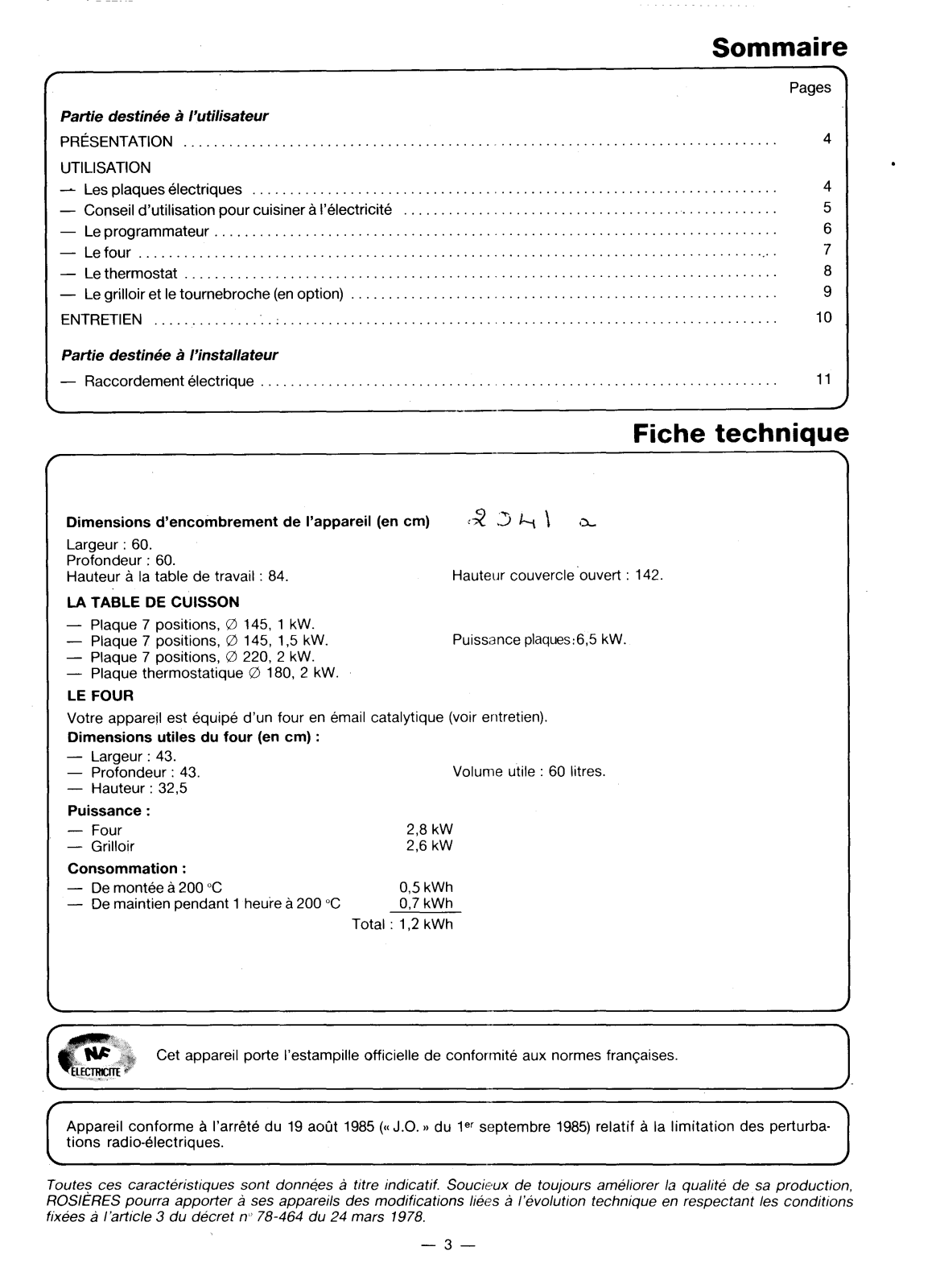 ROSIERES 2041 A User Manual