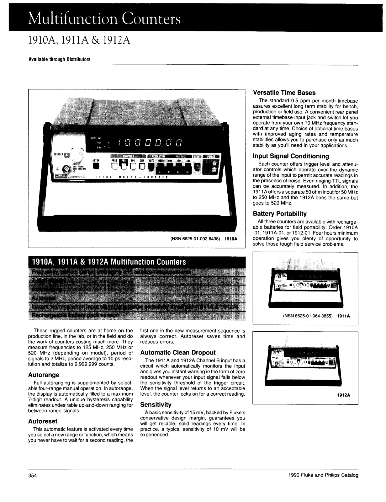 Fluke 1911A, 1910A, 1912A User Manual