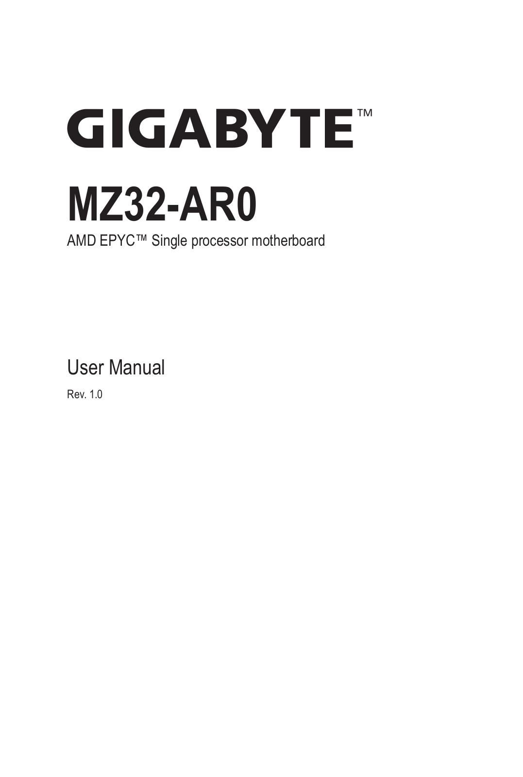 Gigabyte MZ32-AR0 operation manual