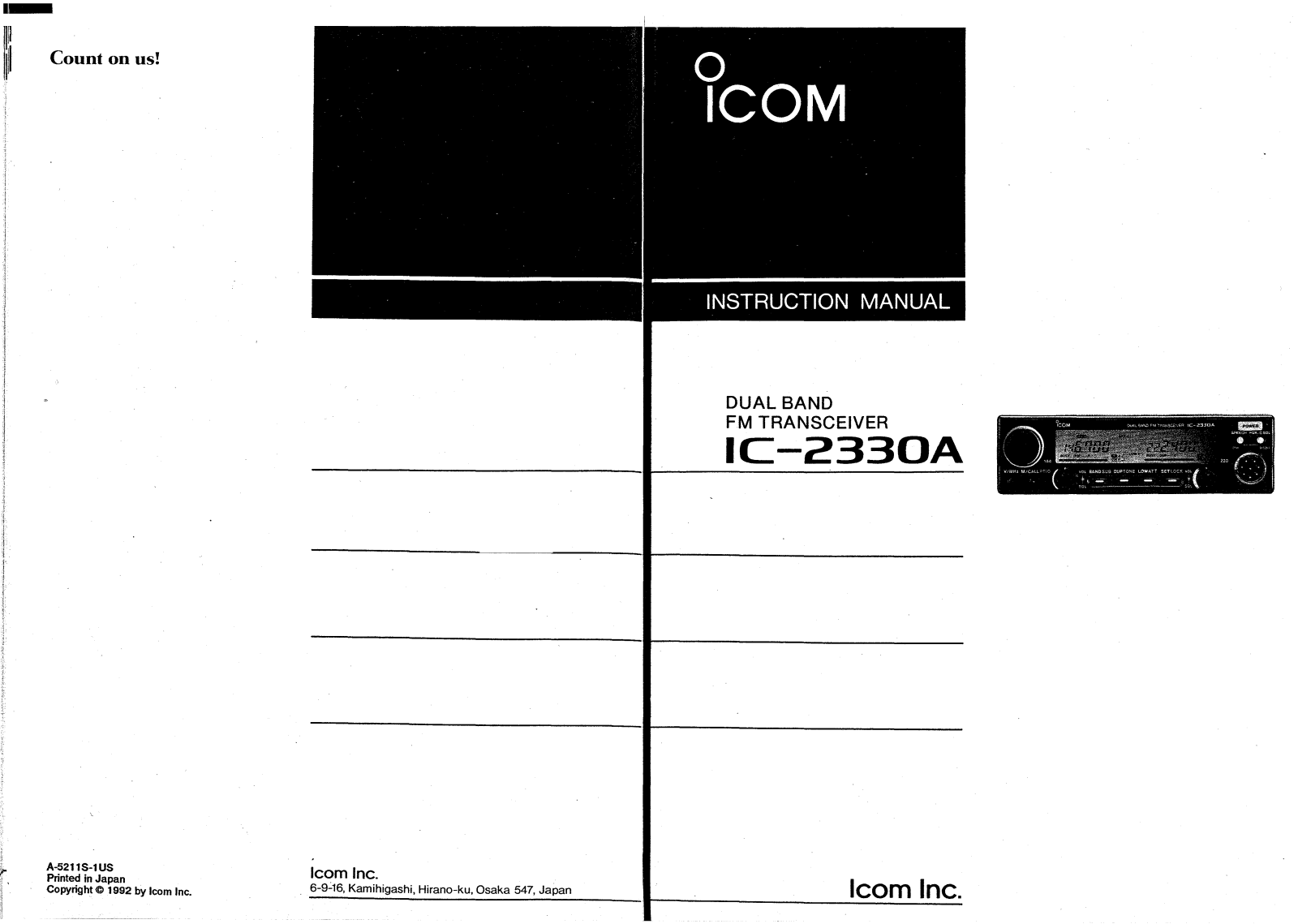 Icom IC-2330A User Manual