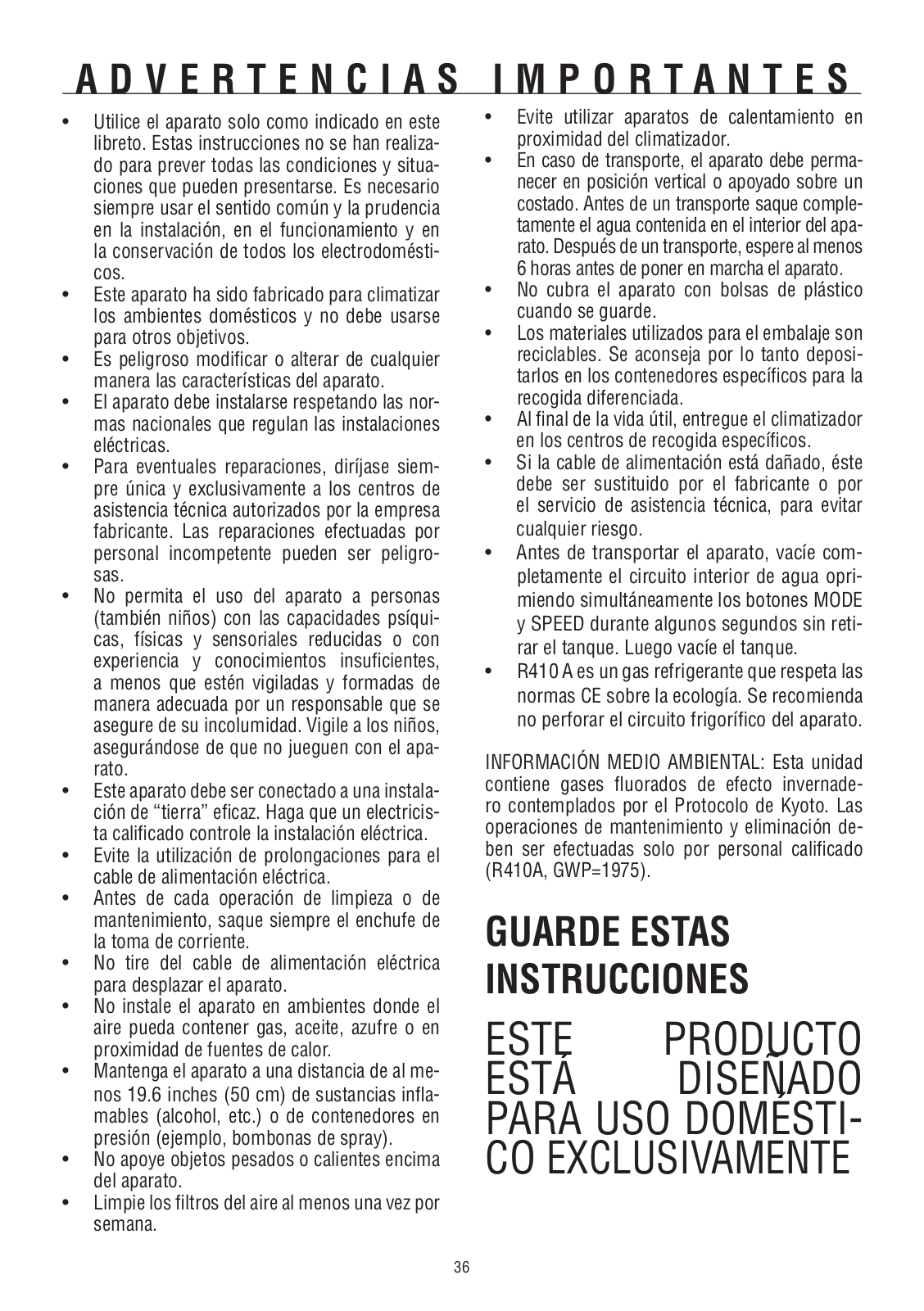 Delonghi PACT 140HPEC User manual