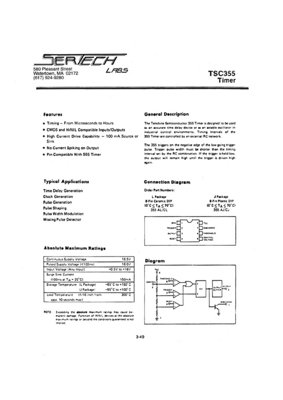 Microsemi TC355AL, TC355CL Datasheet