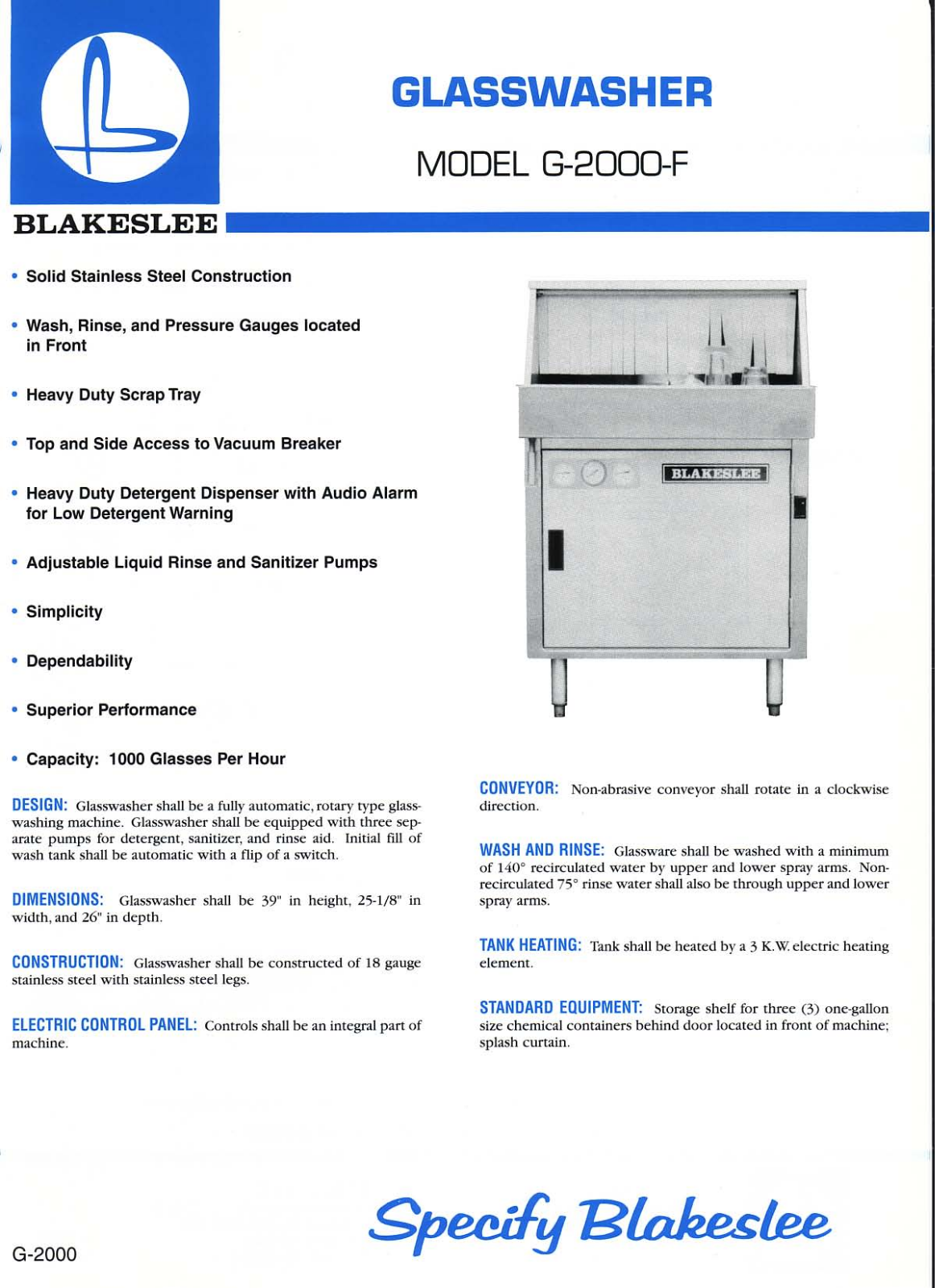 Blakeslee G-2000-F General Manual