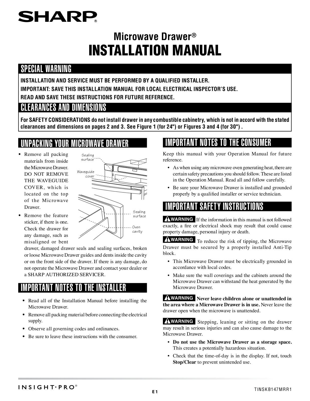 Sharp TINSKB147MRR1 User Manual