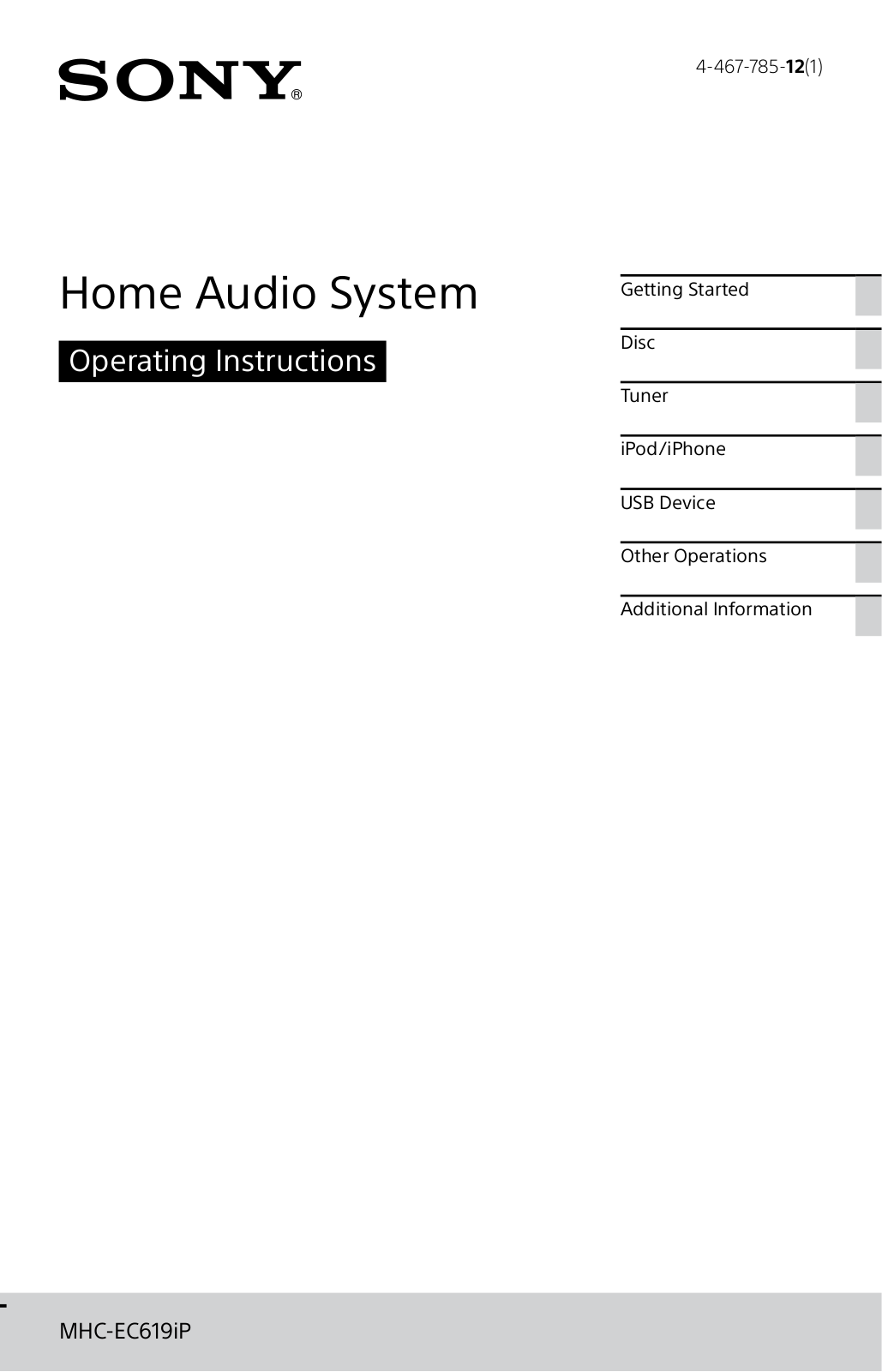 Sony MHC-EC619iP Instruction manual