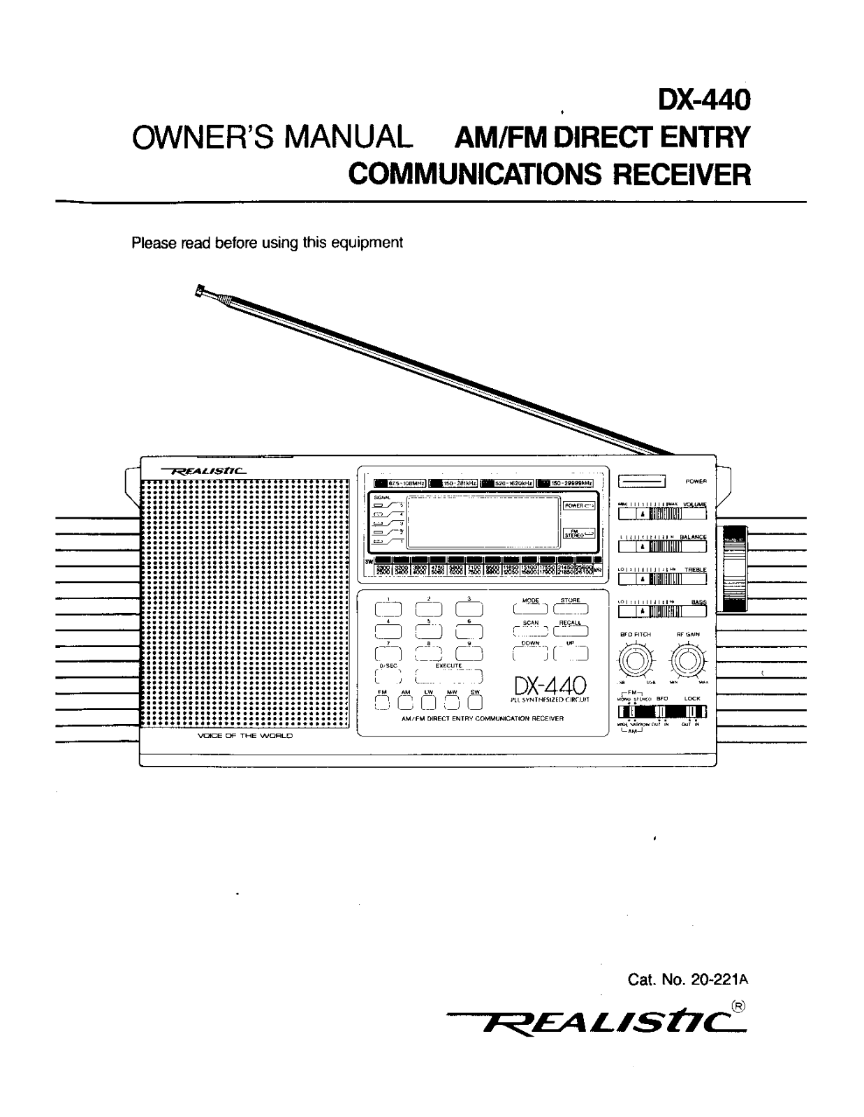 Radioshack DX-440 User Manual