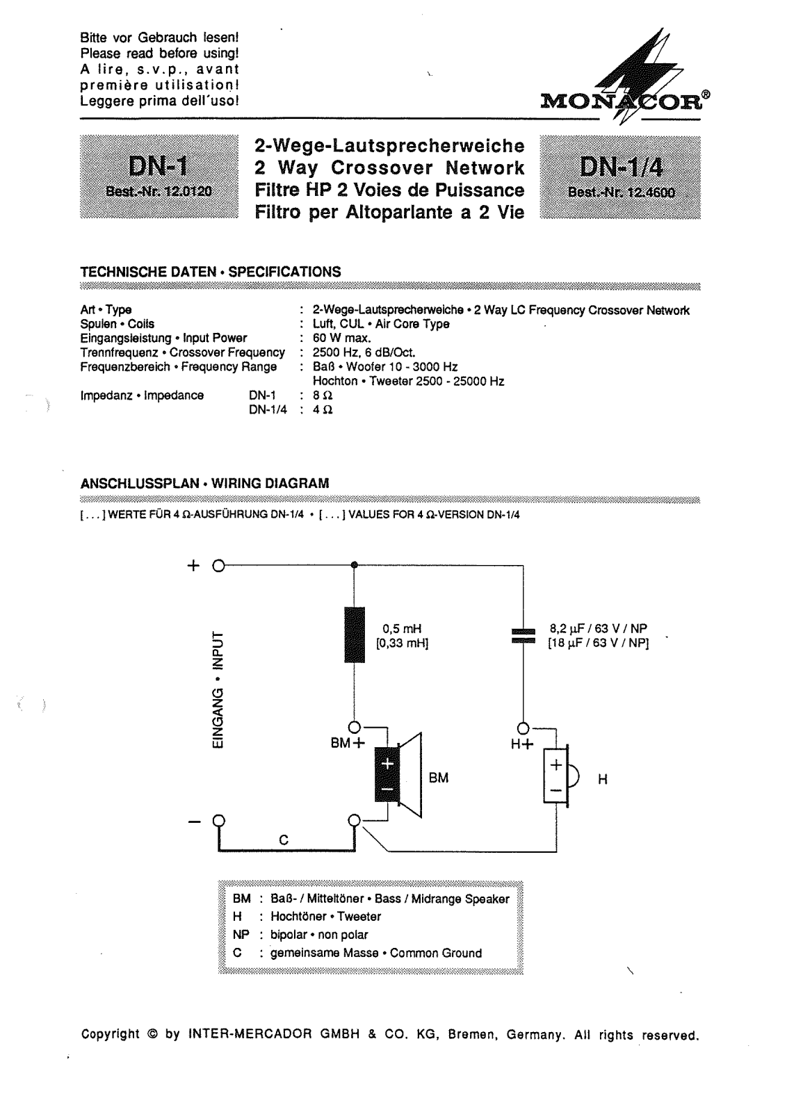 Monacor DN-1 User guide