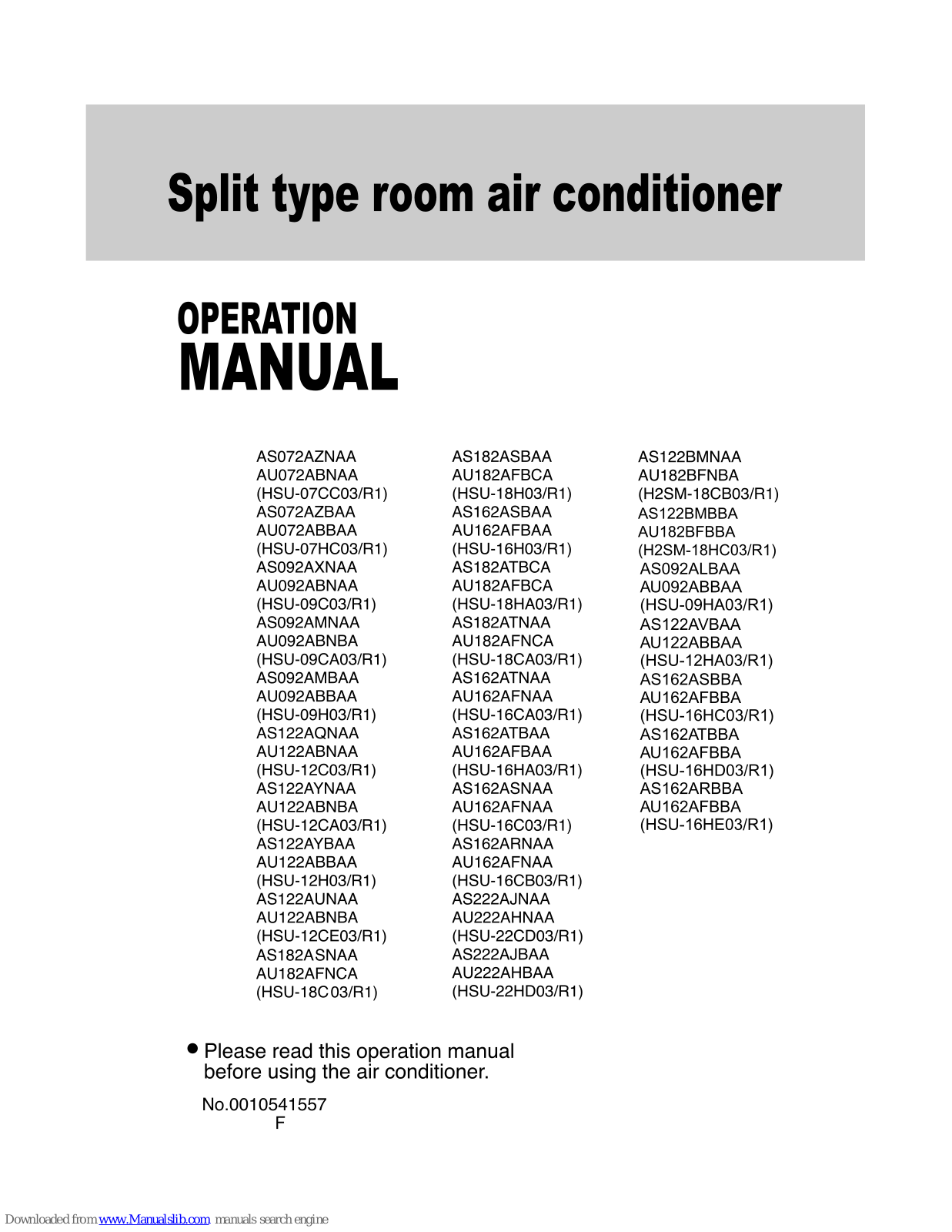 Haier HSU-16CA03, HSU-16CA03/R1 User Manual