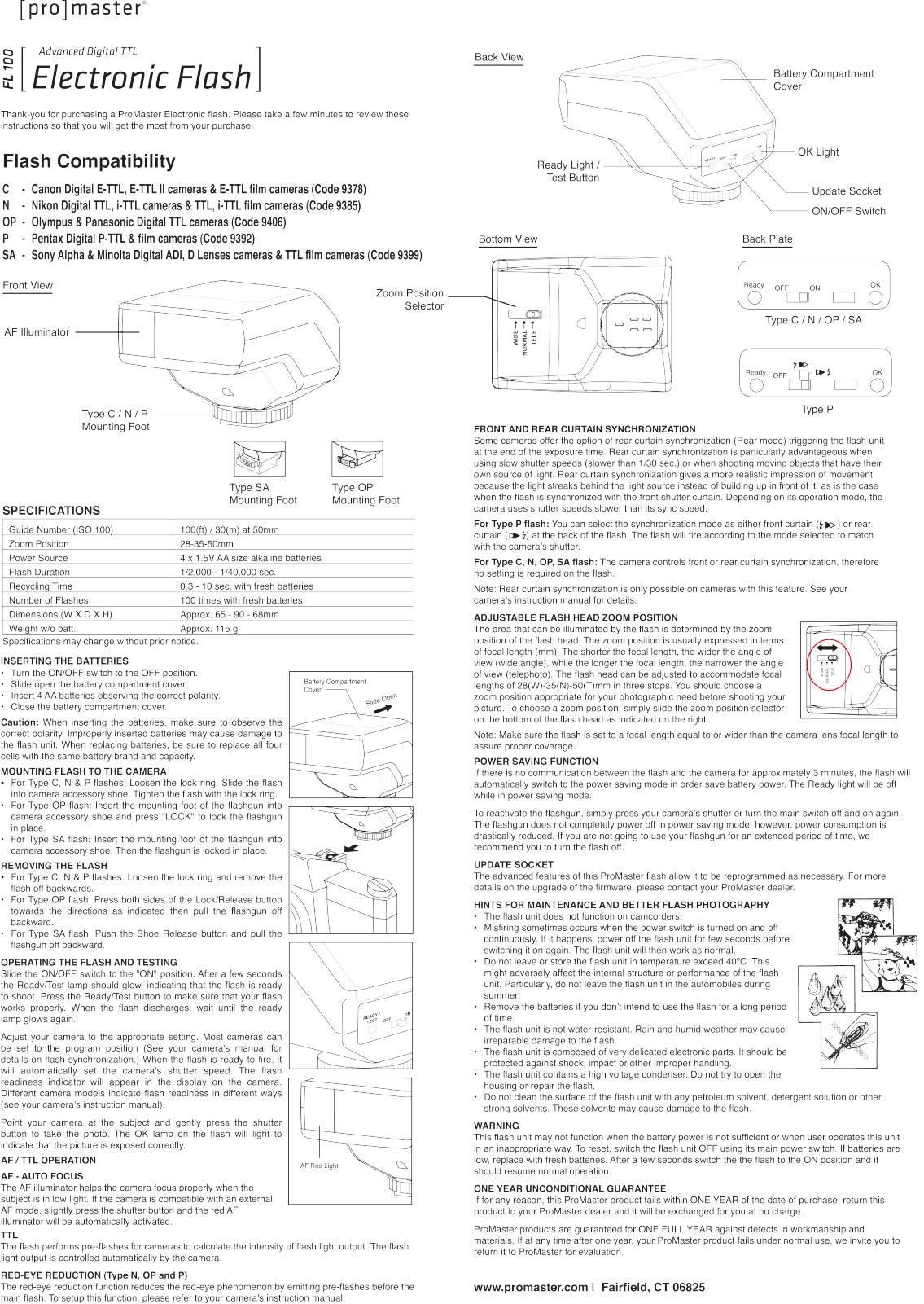 ProMaster FL100 User Manual - ManualMachine.com