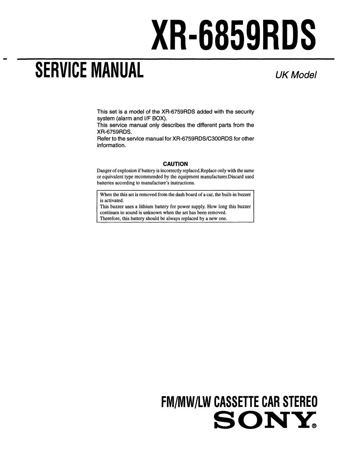 Sony XR-6859-RDS Service manual