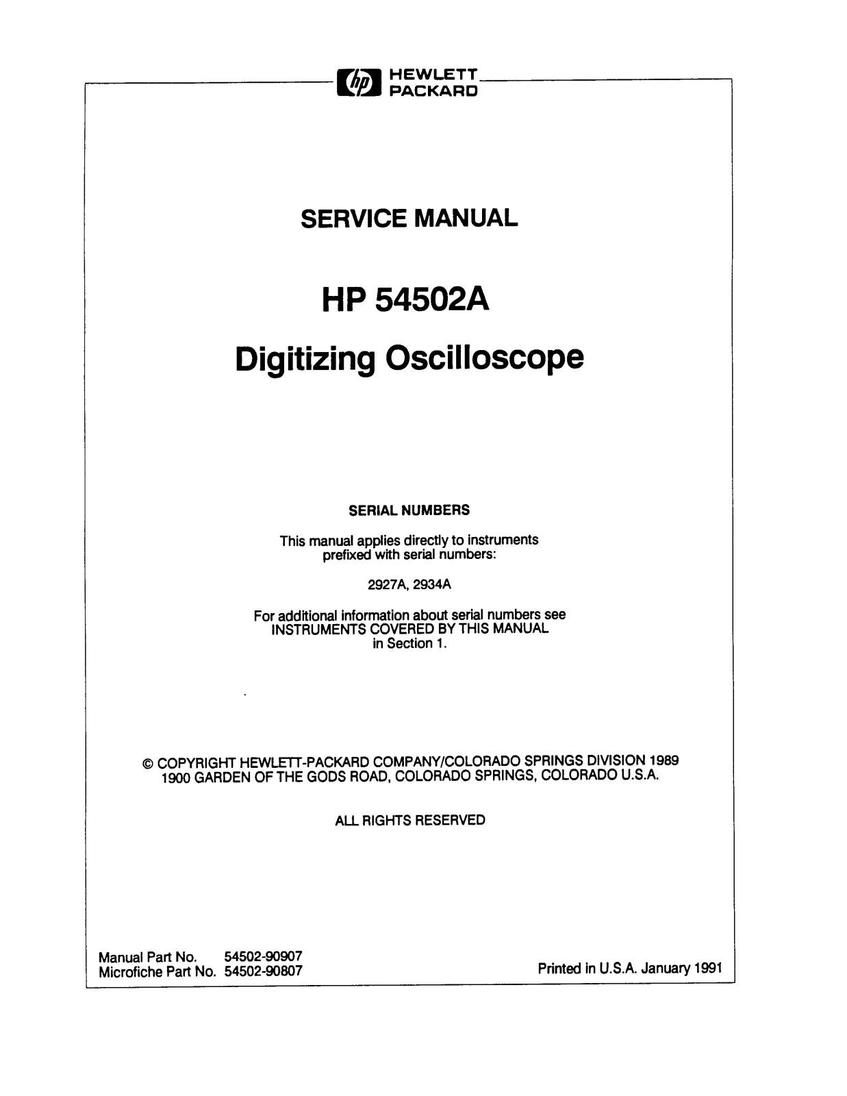 HP 54502a schematic