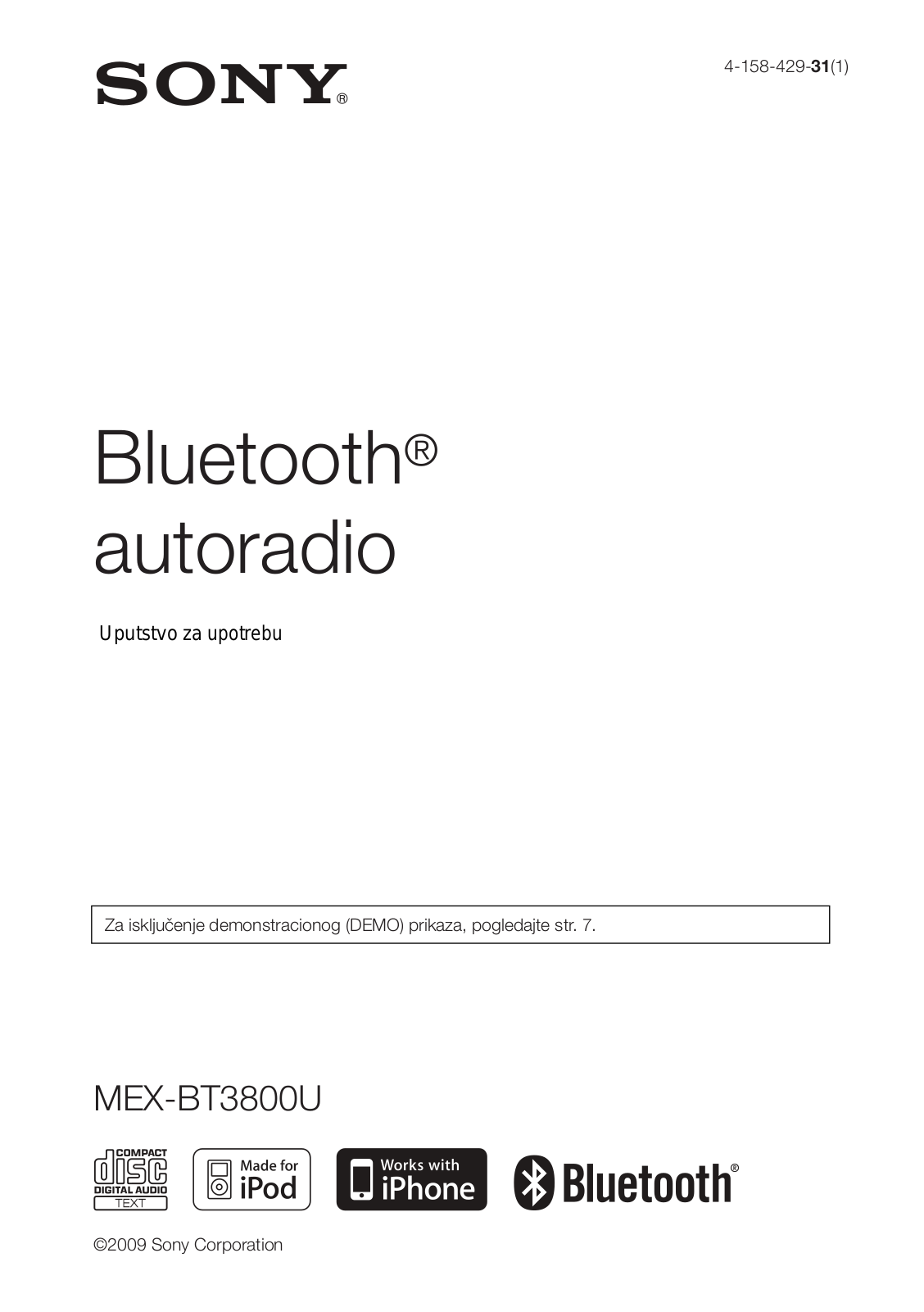 Sony MEX-BT3800U User Manual