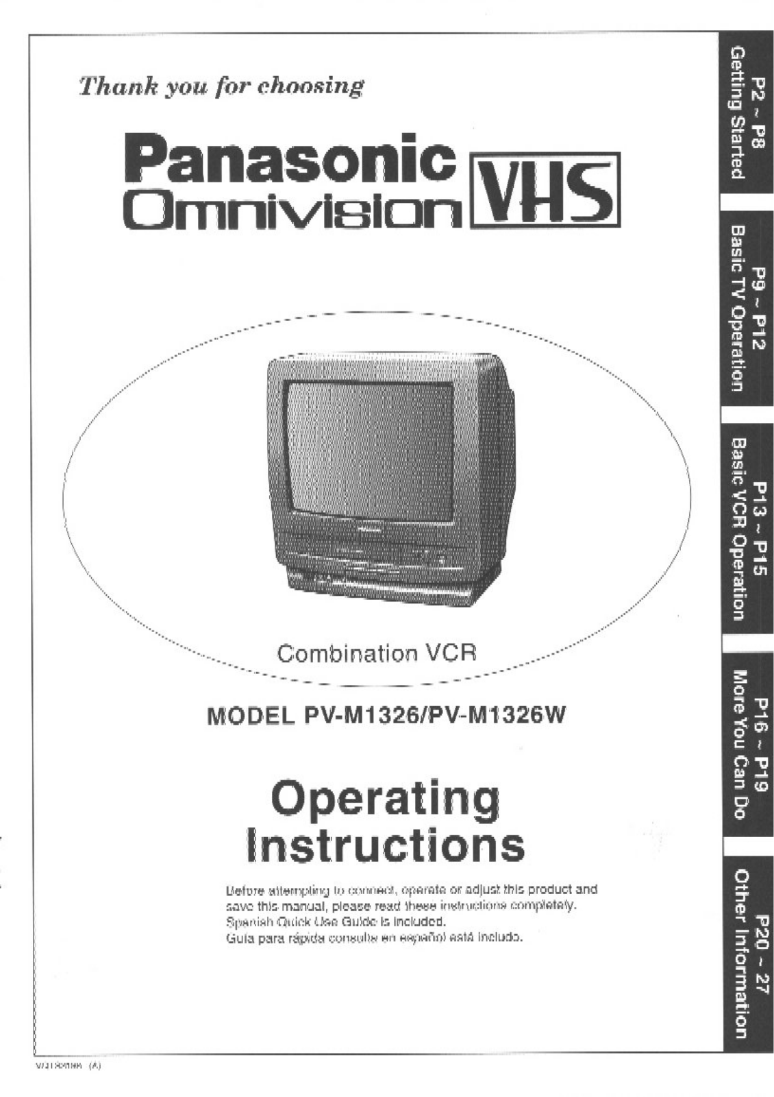 Panasonic PV-M1326W Operating Instruction