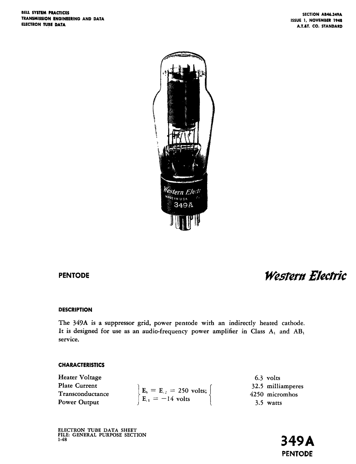 Western Electric 349-A Brochure