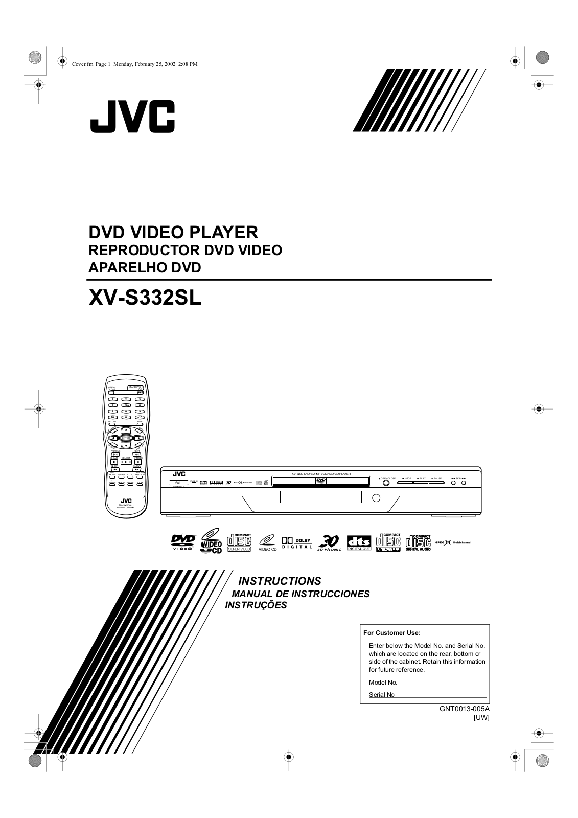 JVC XV-S300BK, XV-S332SL, XV-S402SL, XV-S403SG User Manual