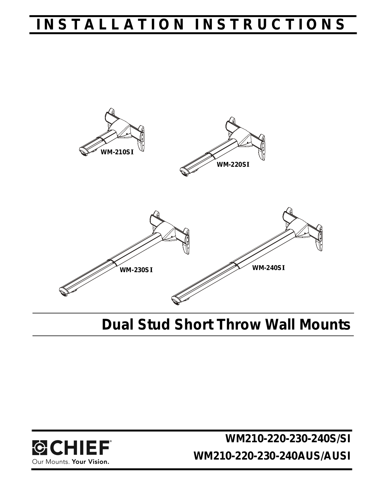 CHIEF WM210S, WM220S, WM230S, WM240S, WM210SI User Manual