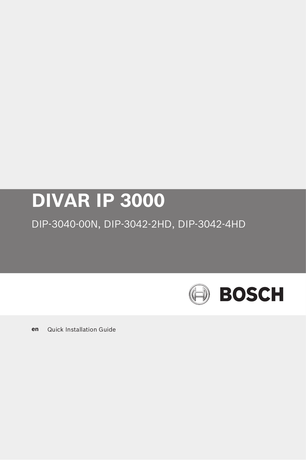 Bosch DIP-3040-00N Installation Guide