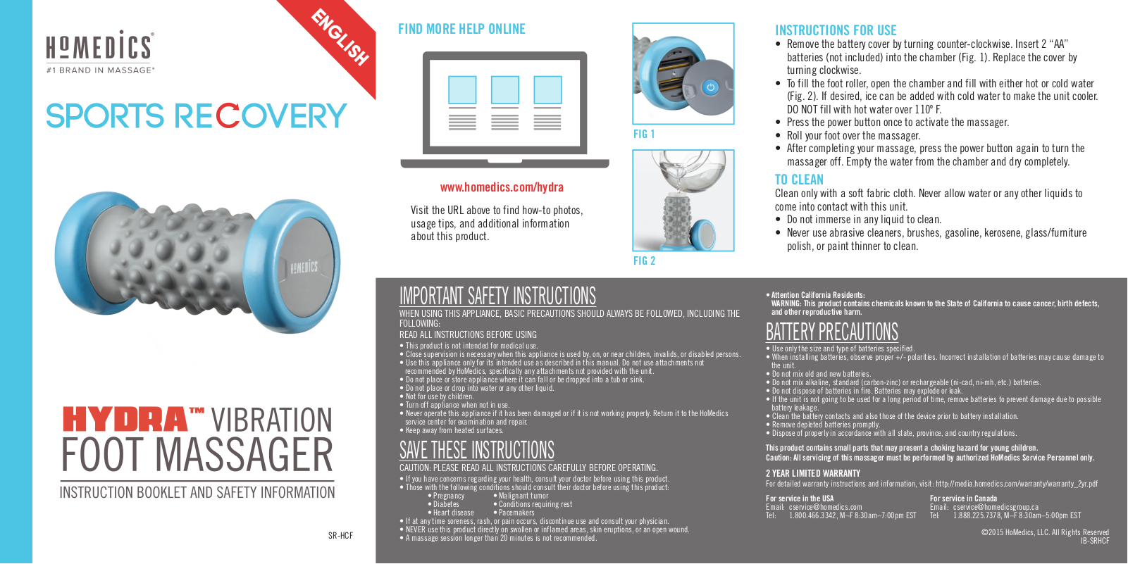 Homedics SR-HCF User Manual