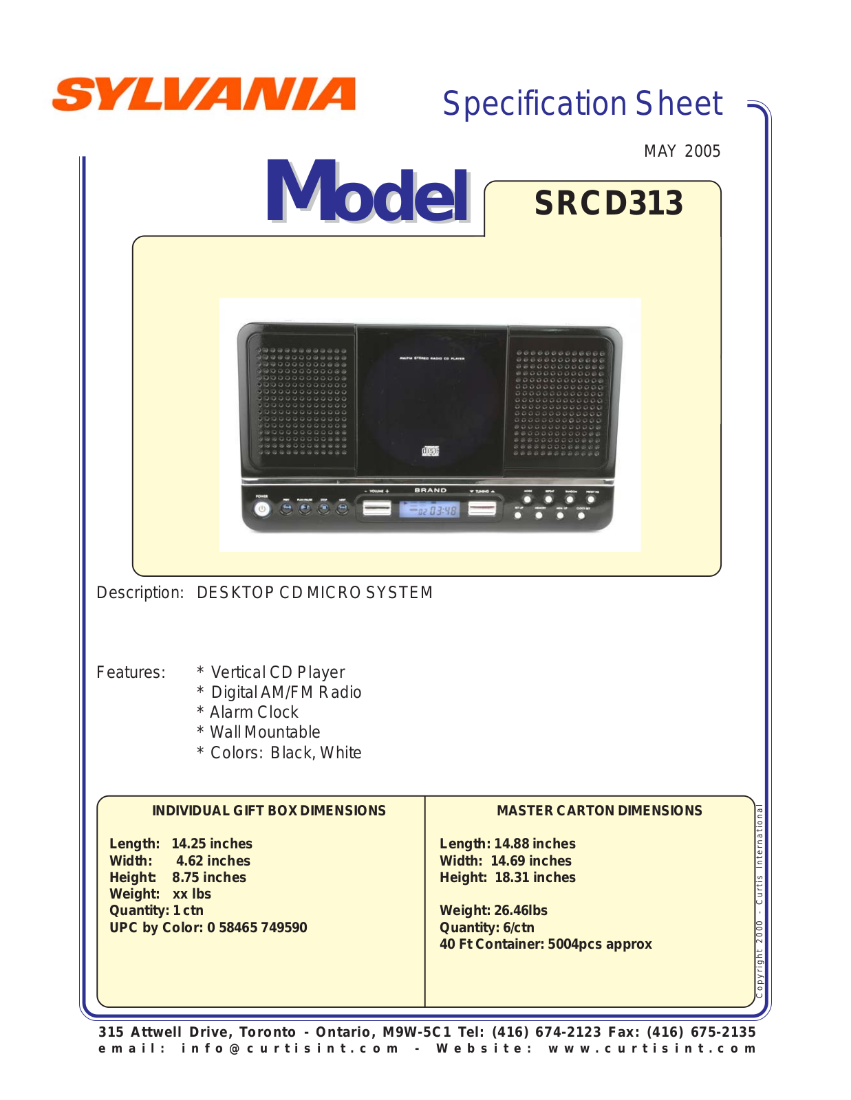 Sylvania SRCD313 User Manual