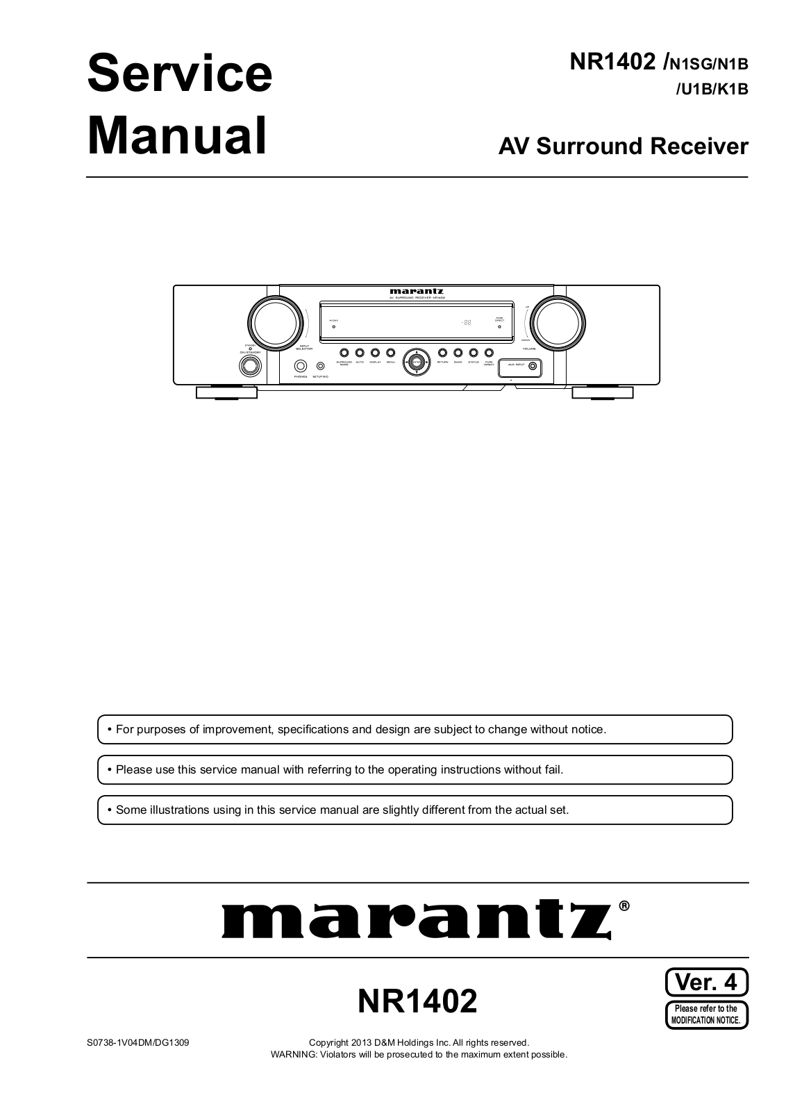 MARANTZ NR1402 Service manual