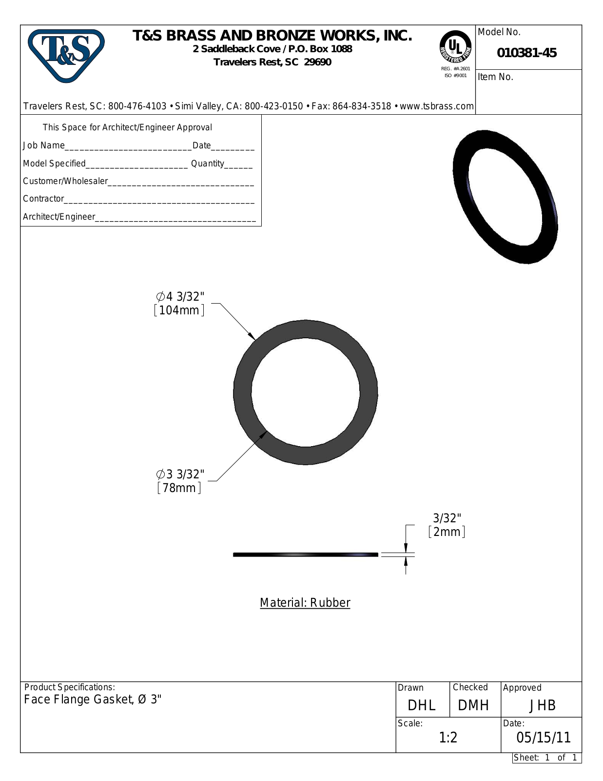 T&S Brass 010381-45 User Manual