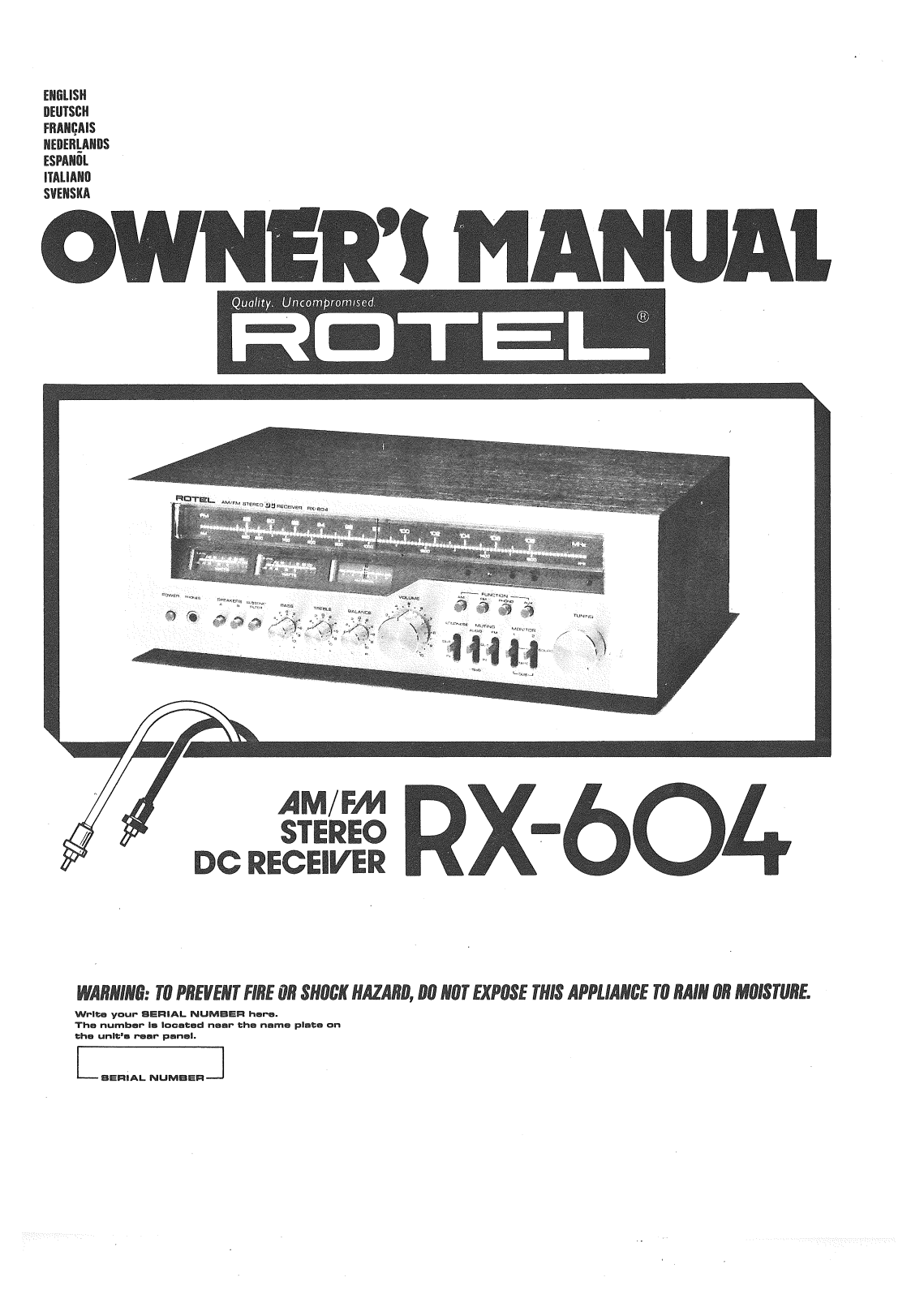 Rotel RX-604 User Manual