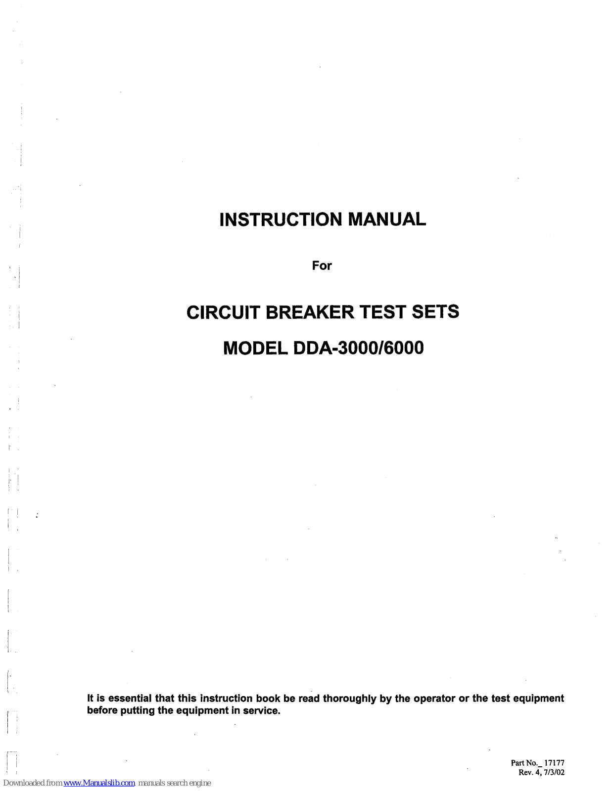 Megger DDA-1, DDA-3000, DDA-6001, DDA-6002, DDA-3001 Instruction Manual - ManualMachine.com
