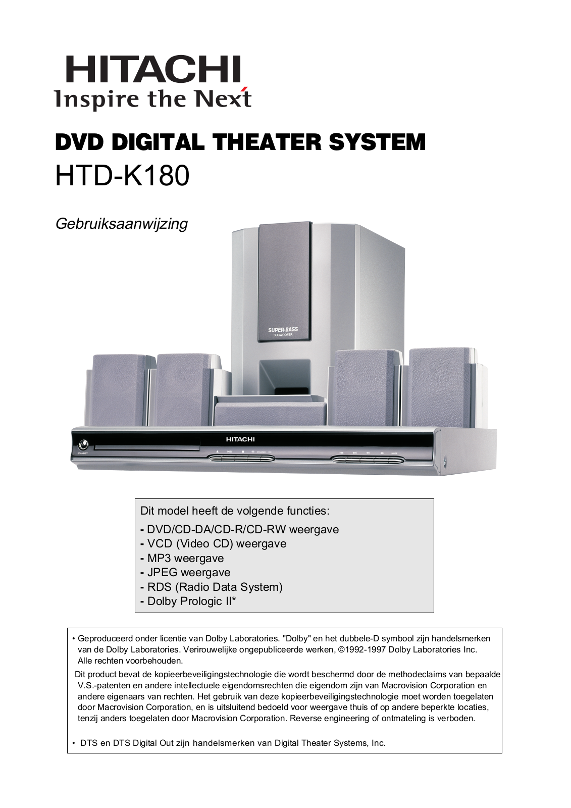 Hitachi HTD-K180 Instruction Manual